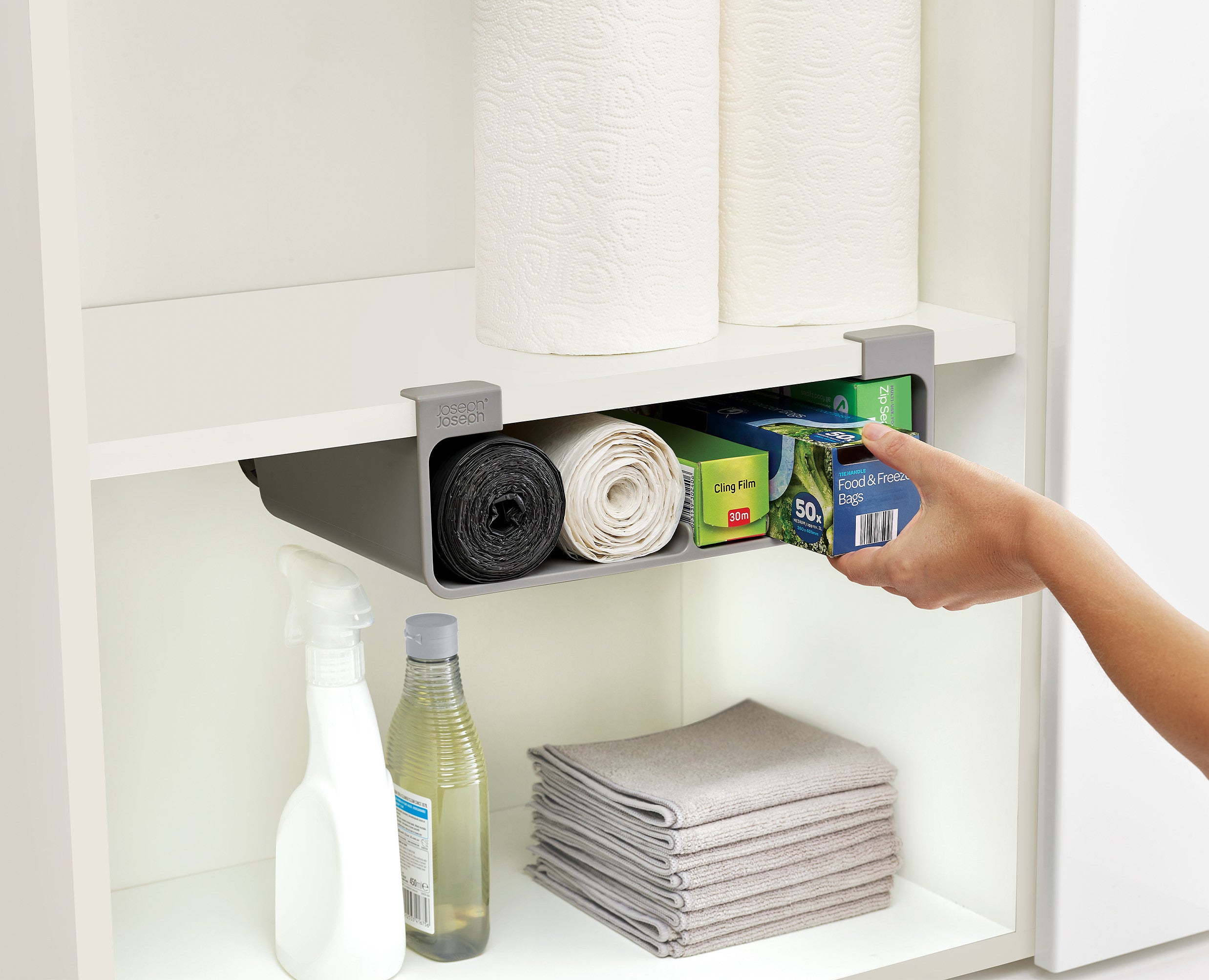 Joseph Joseph Cupboardstore Large Under-Shelf Film, Foil & Bag Organiser