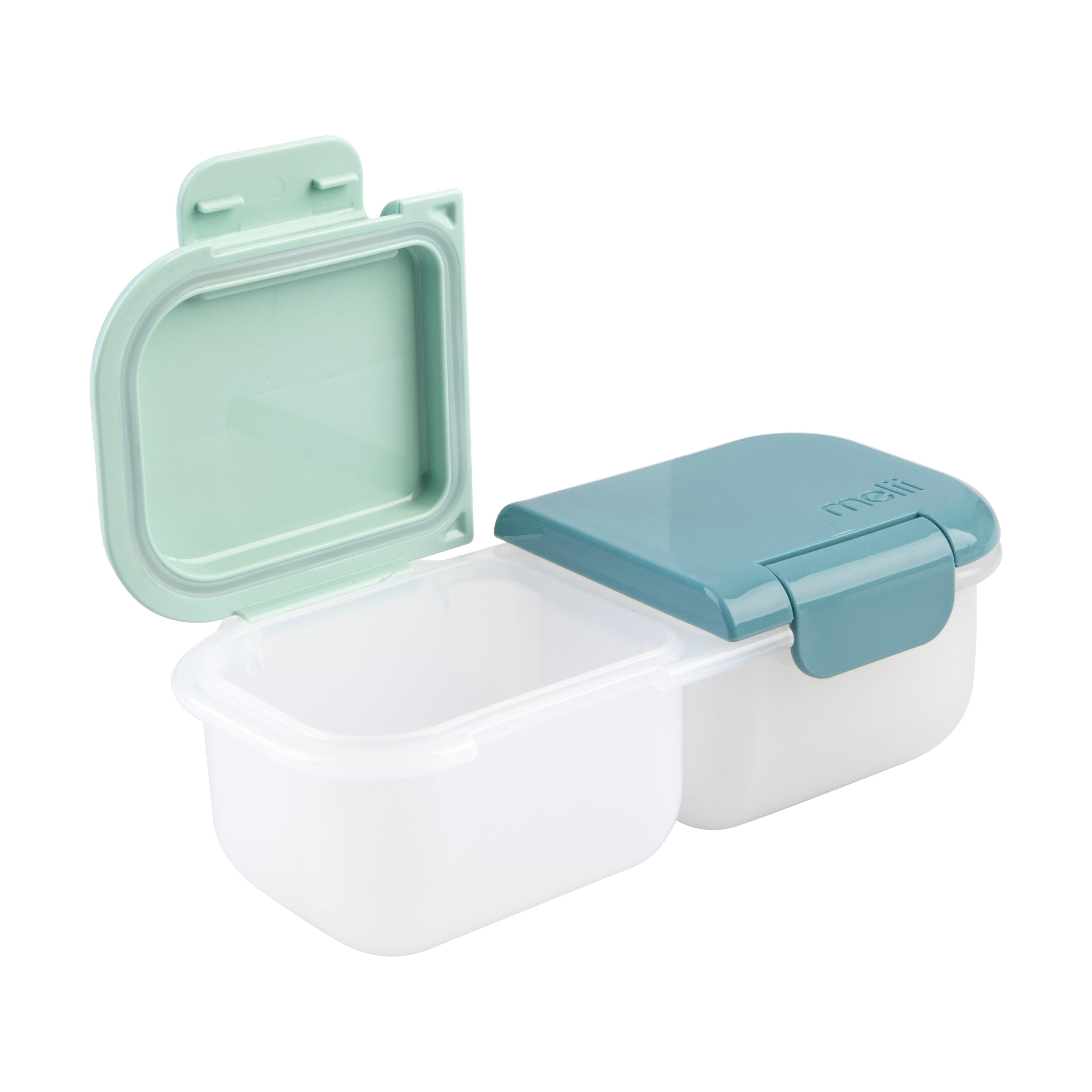 Melii Luxe 2 Compartment Snack Container - Blue & Mint