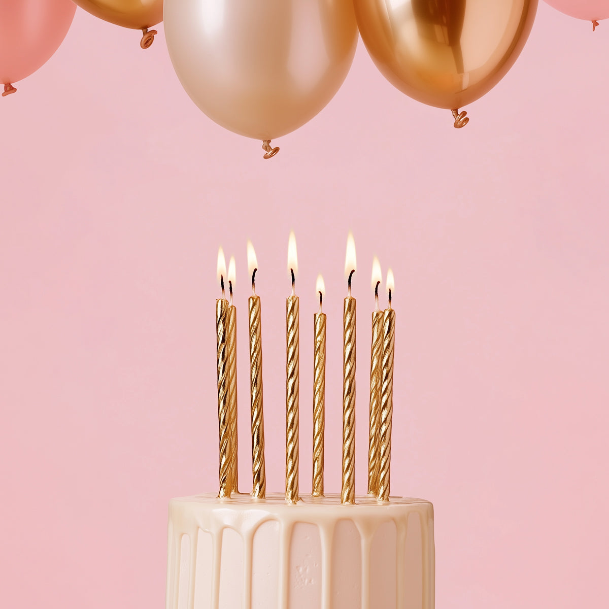 Cake & Candle Spiral Cake Candles Gold 12 Pack