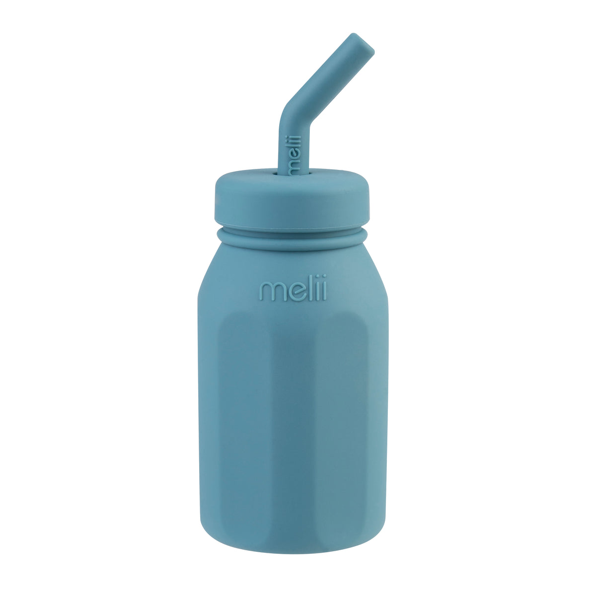 Melii Luxe Silicone Straw Bottle - Blue