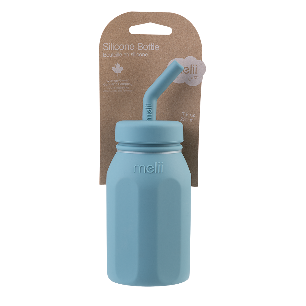 Melii Luxe Silicone Straw Bottle - Blue