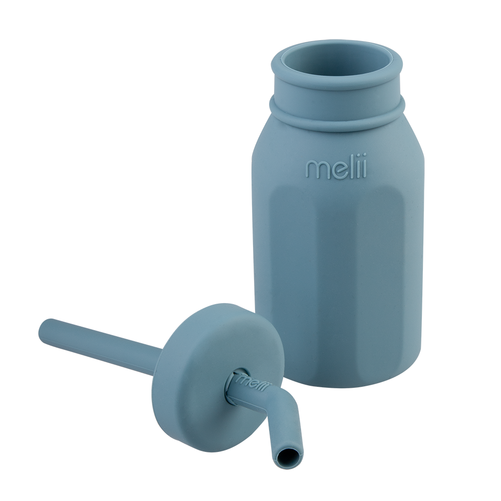 Melii Luxe Silicone Straw Bottle - Blue