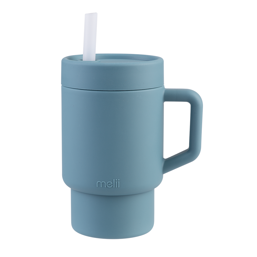 Melii Luxe Silicone Tumbler with Straw 265ml - Blue