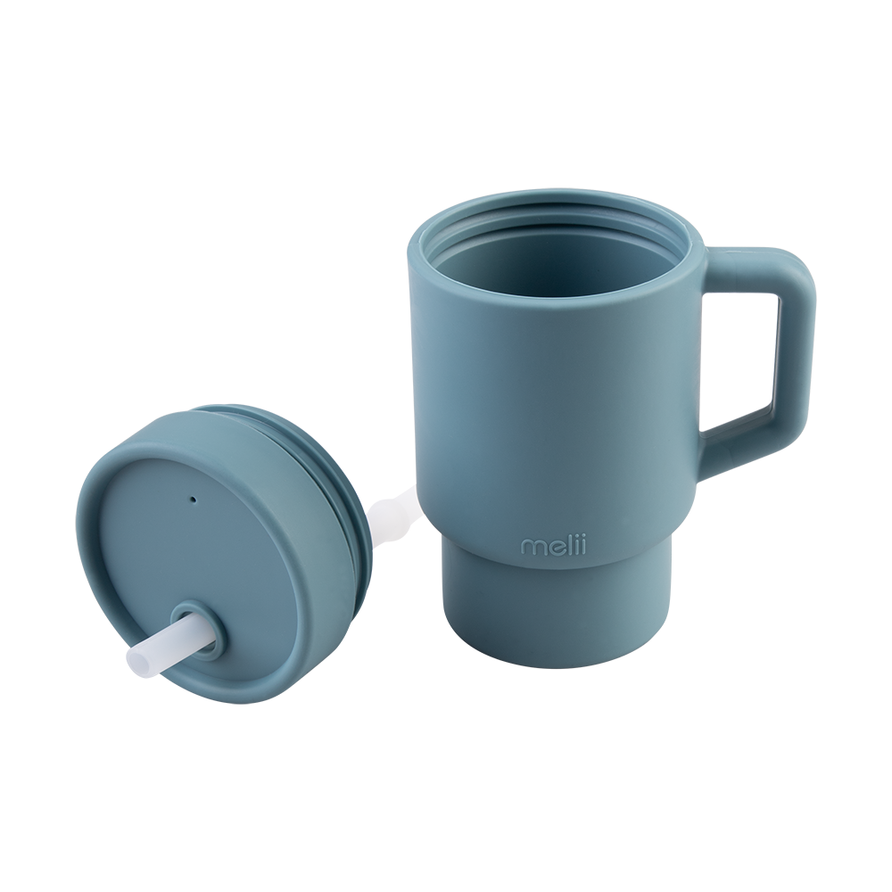 Melii Luxe Silicone Tumbler with Straw 265ml - Blue