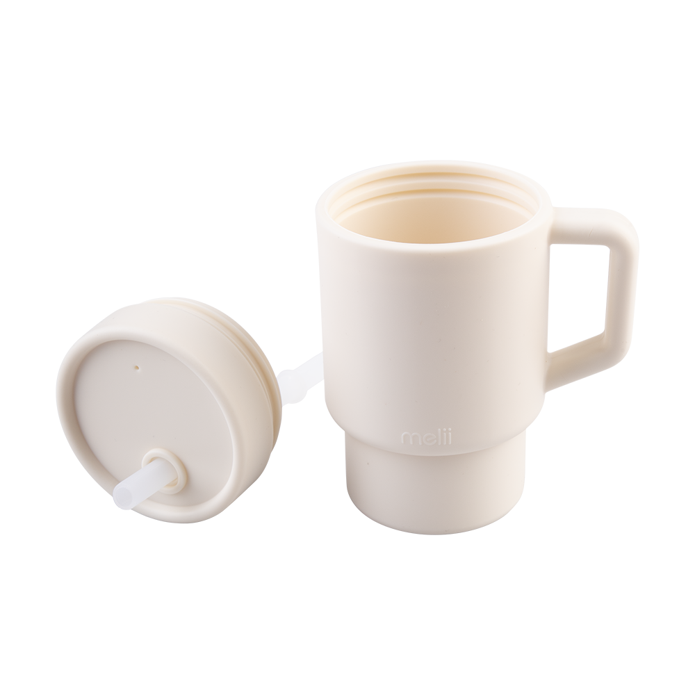 Melii Luxe Silicone Tumbler with Straw 265ml - Ivory