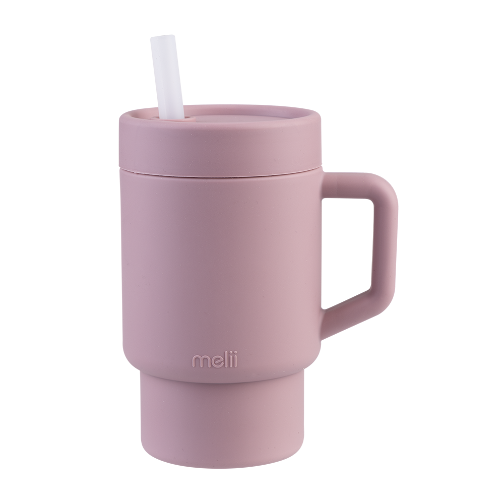 Melii Luxe Silicone Tumbler with Straw 265ml - Pink