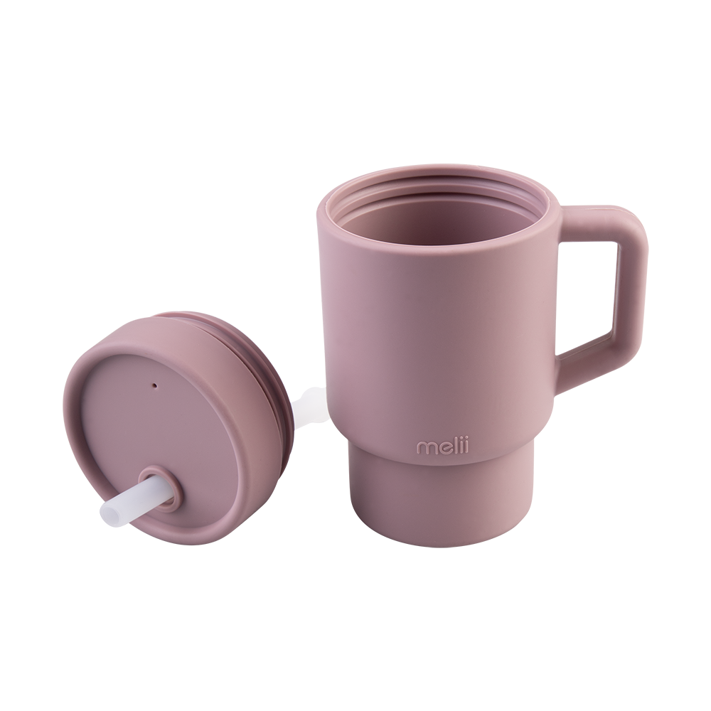 Melii Luxe Silicone Tumbler with Straw 265ml - Pink