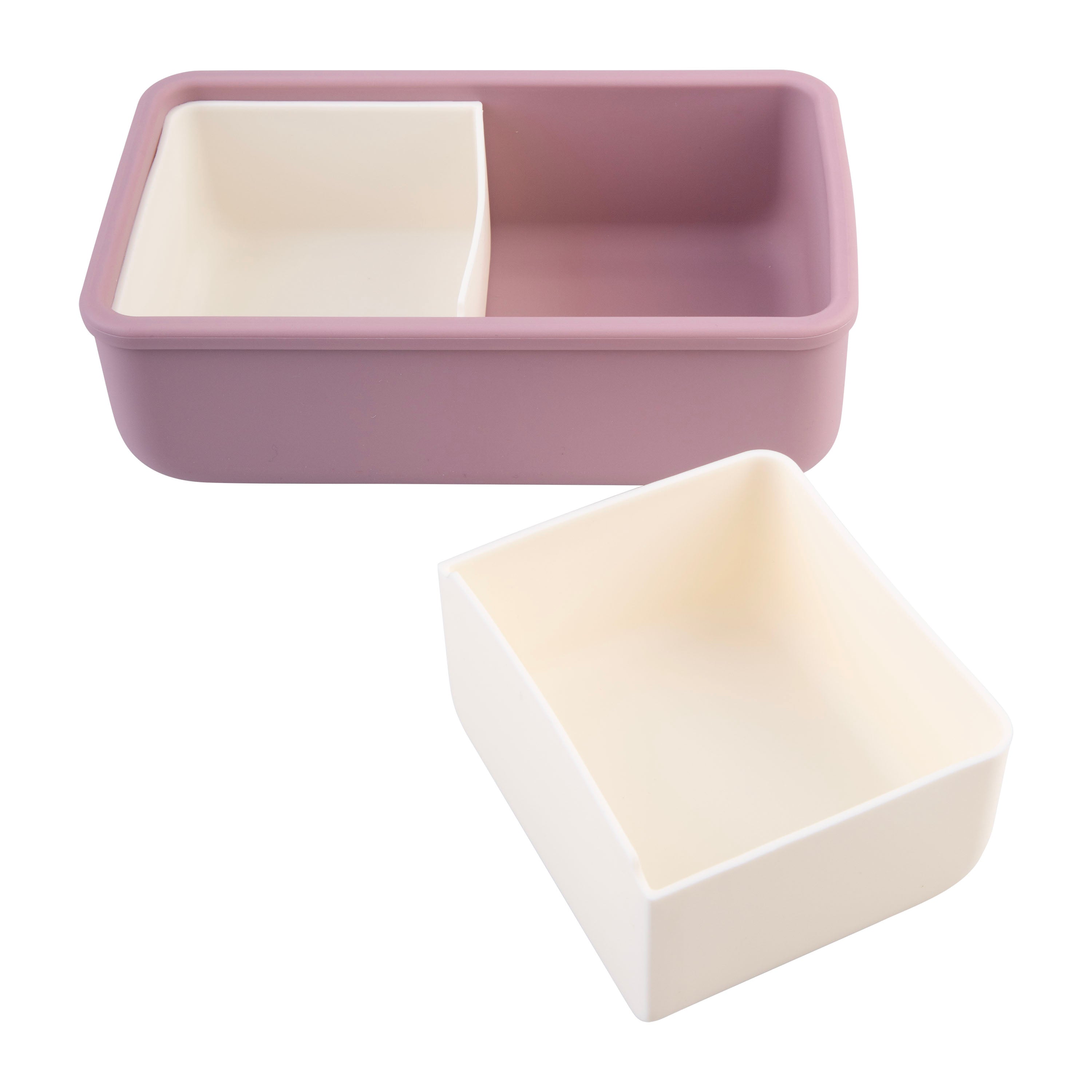 Melii Luxe Silicone Bento Box with Silicone Dividers 700ml - Pink & Ivory