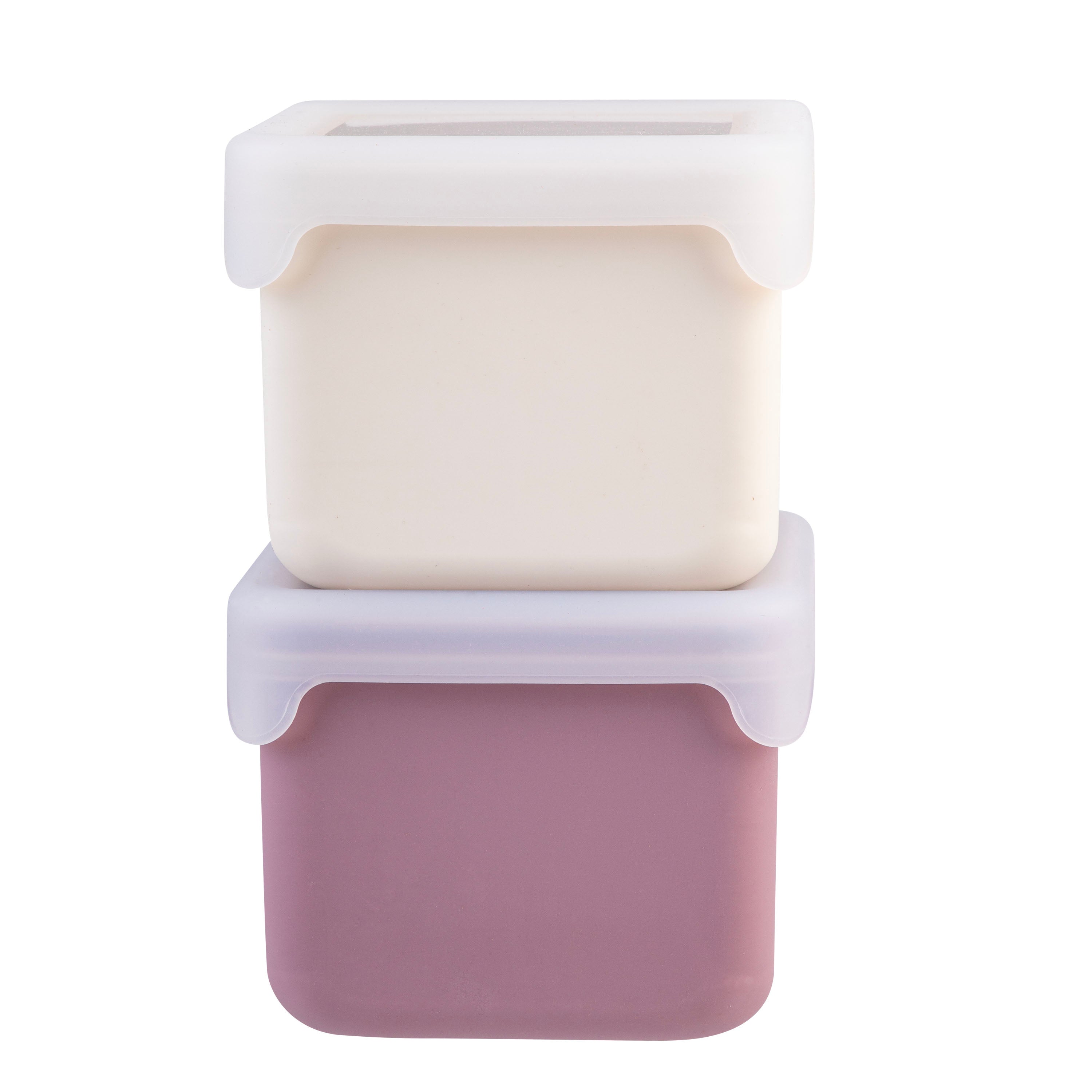 Melii Luxe Silicone Snack Containers Set of 2 236ml - Pink & Ivory
