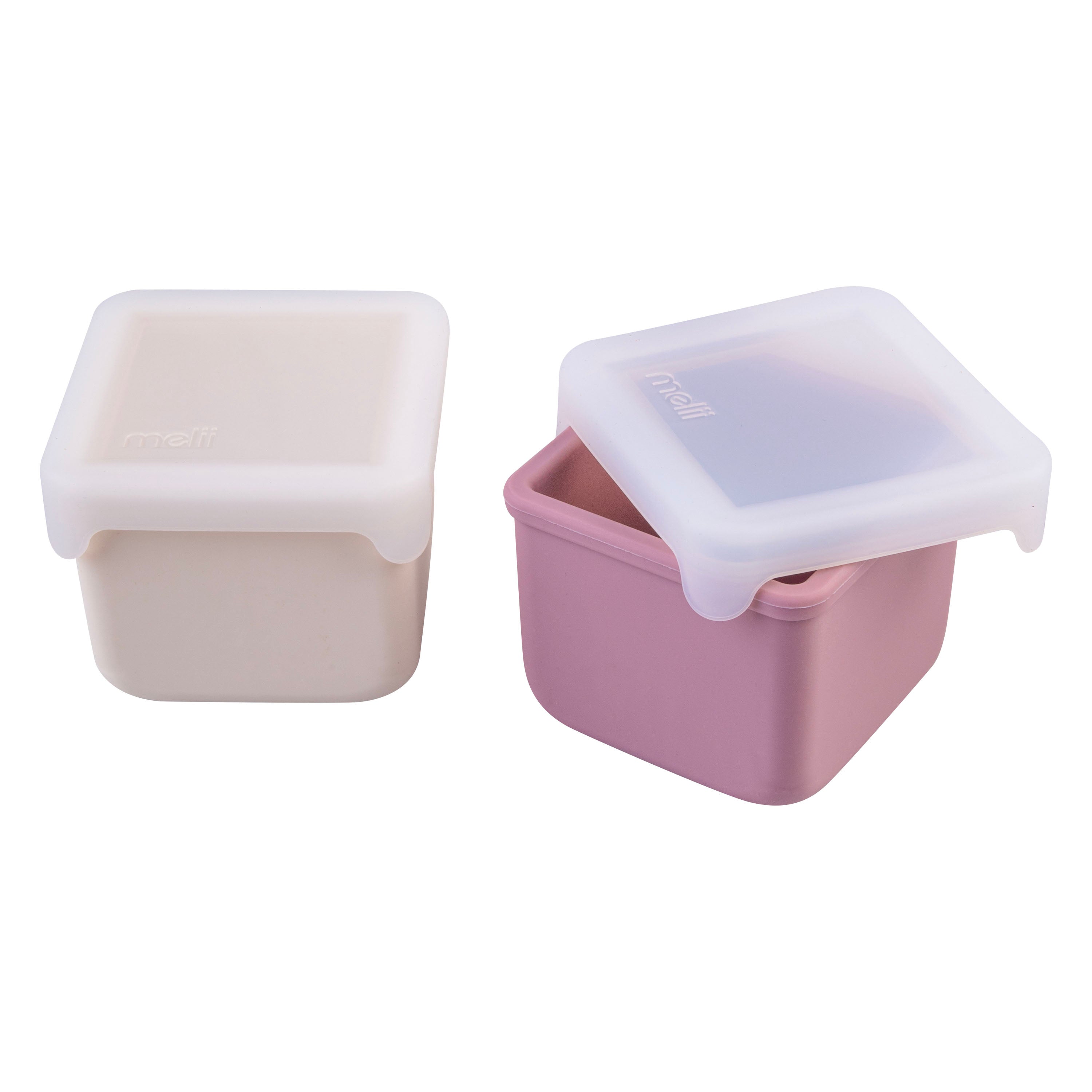 Melii Luxe Silicone Snack Containers Set of 2 236ml - Pink & Ivory