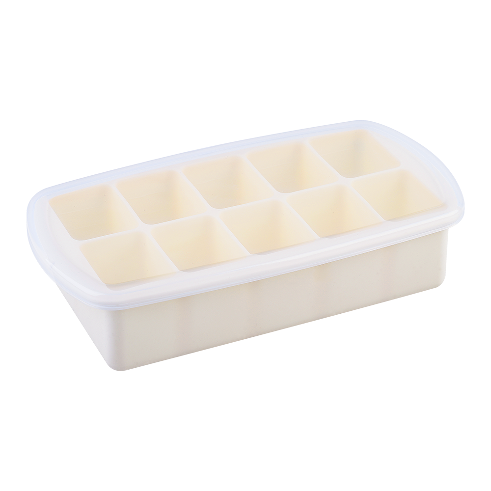 Melii Luxe Silicone 10 Compartment Food Tray W/Lid - Ivory