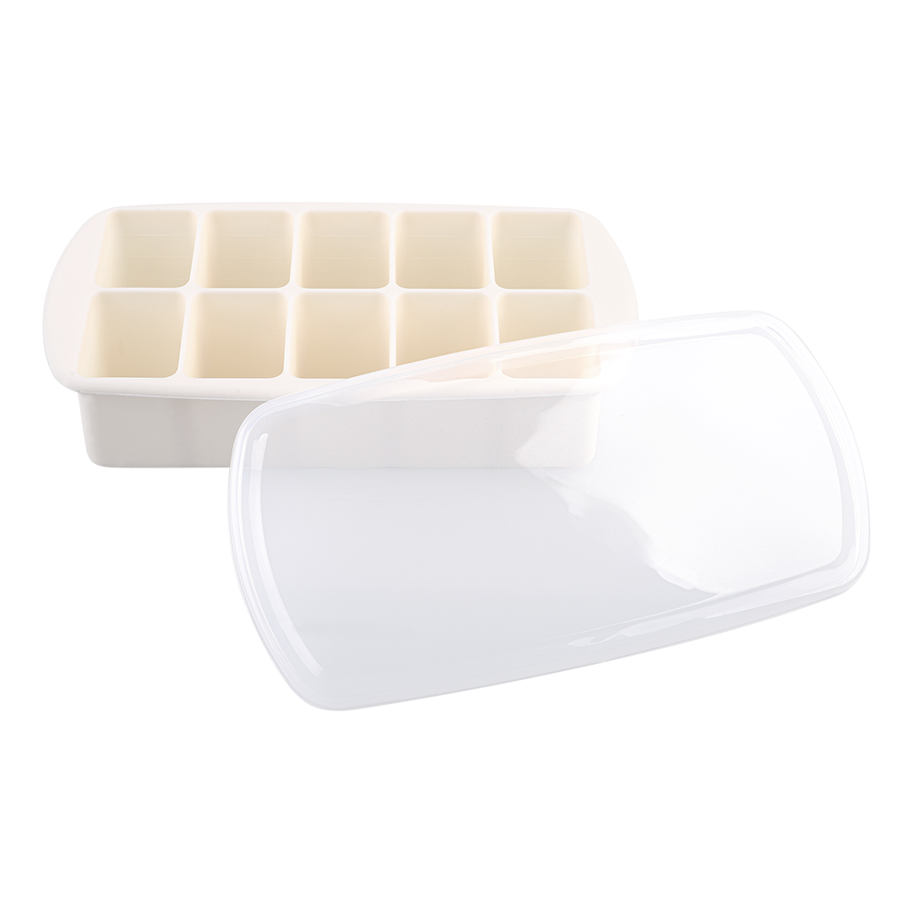 Melii Luxe Silicone 10 Compartment Food Tray W/Lid - Ivory