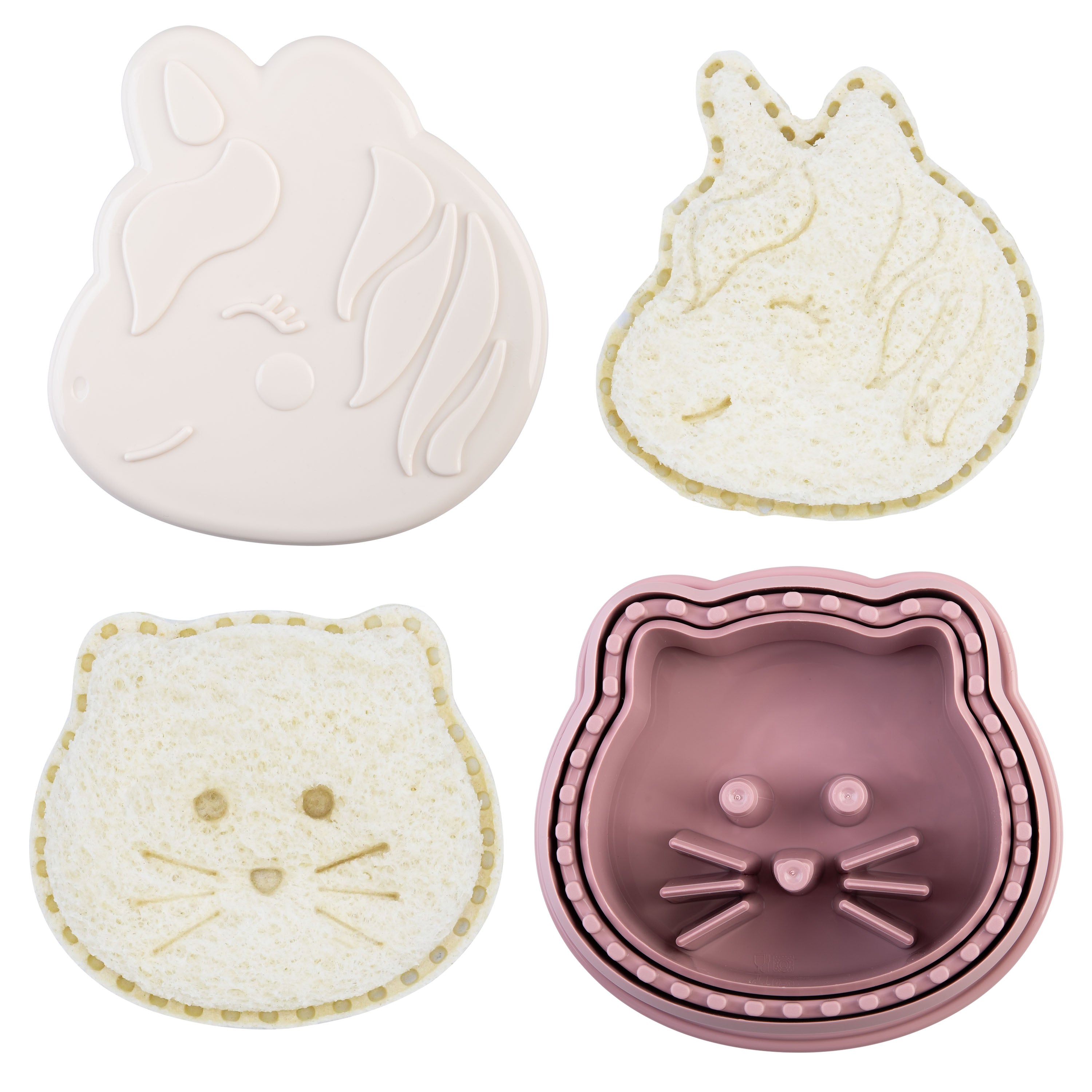 Melii Luxe 3-in-1 Sandwich Cutters Set of 2 Unicorn & Cat