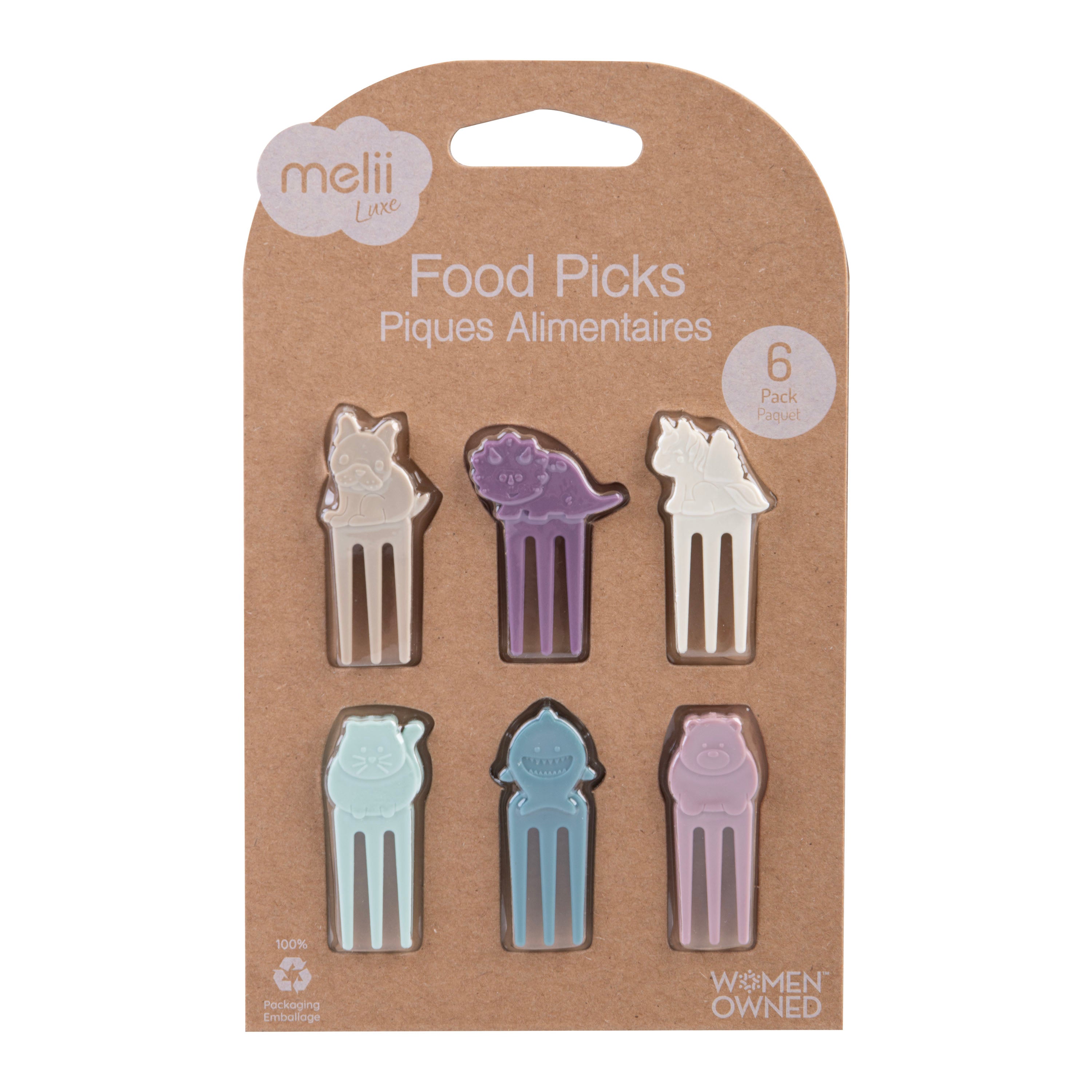 Melii Luxe Food Picks Set of 6 Assorted Animals