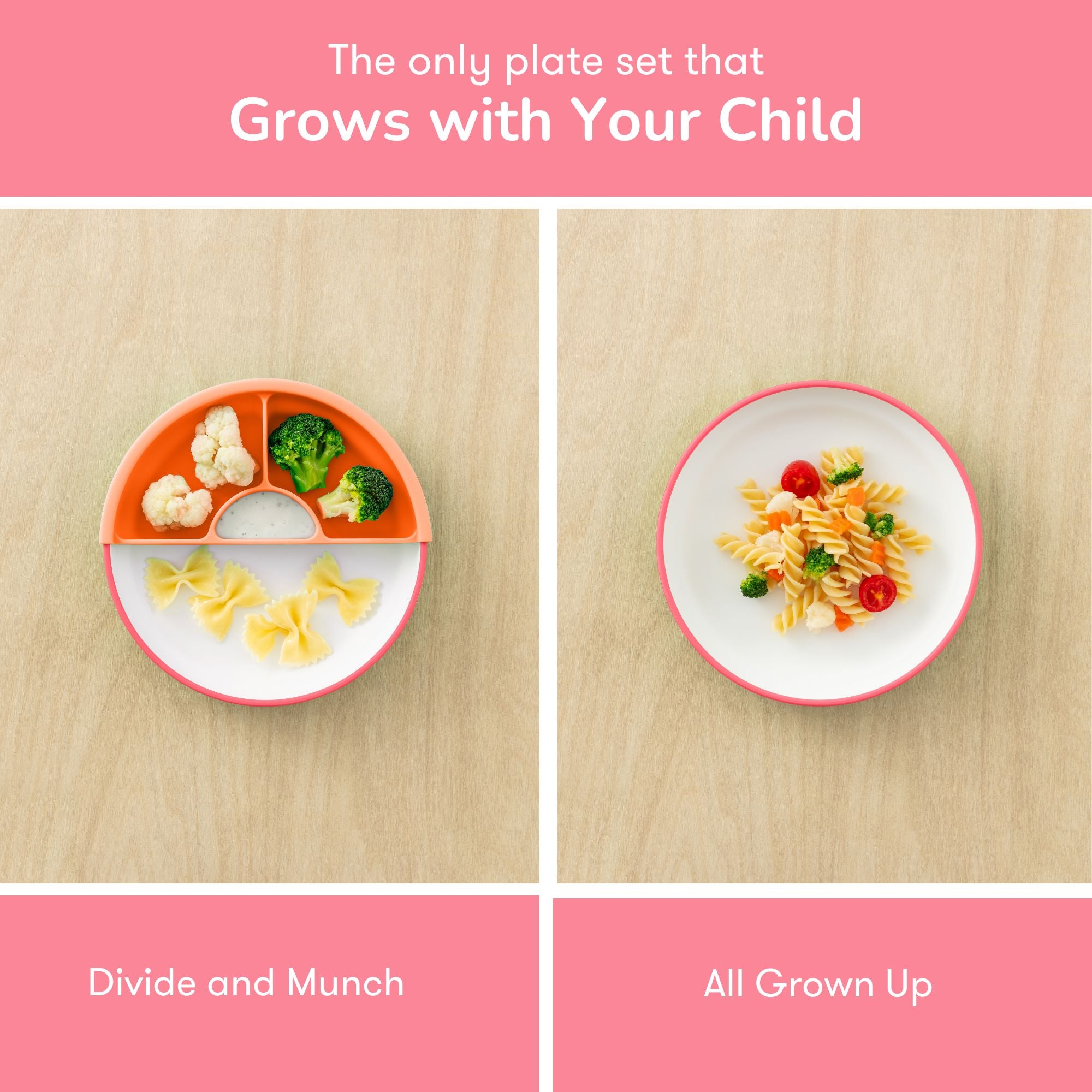 Omie Toddler Plate (Plate & Divider) - Pink