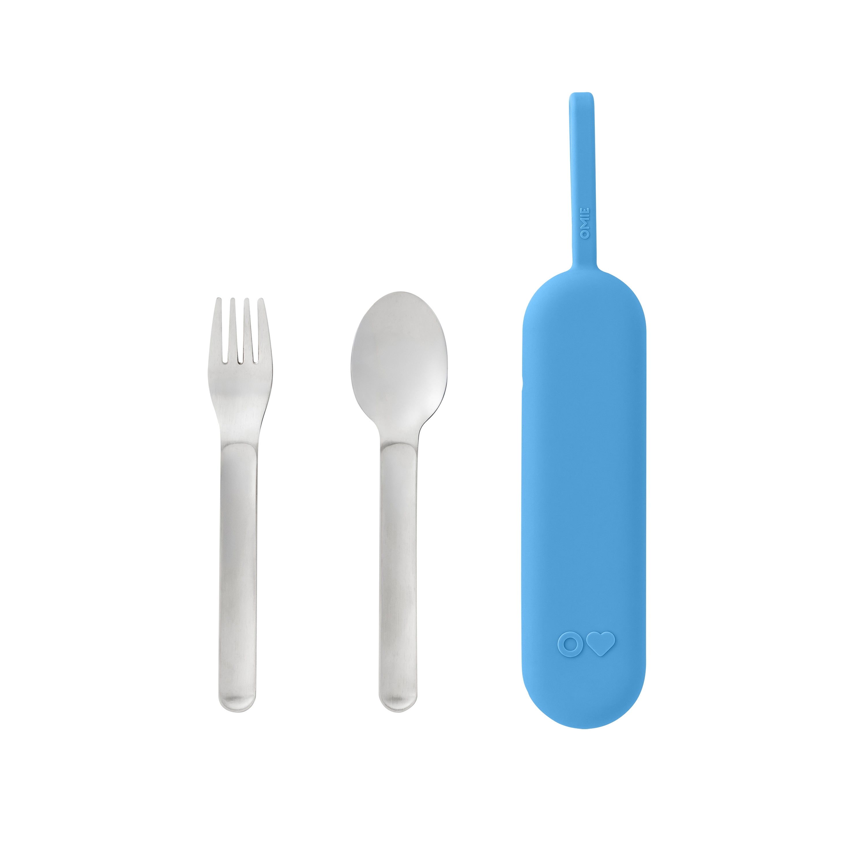 OmieBox UP Stainless Steel Utensil 3 Piece Set - Azure