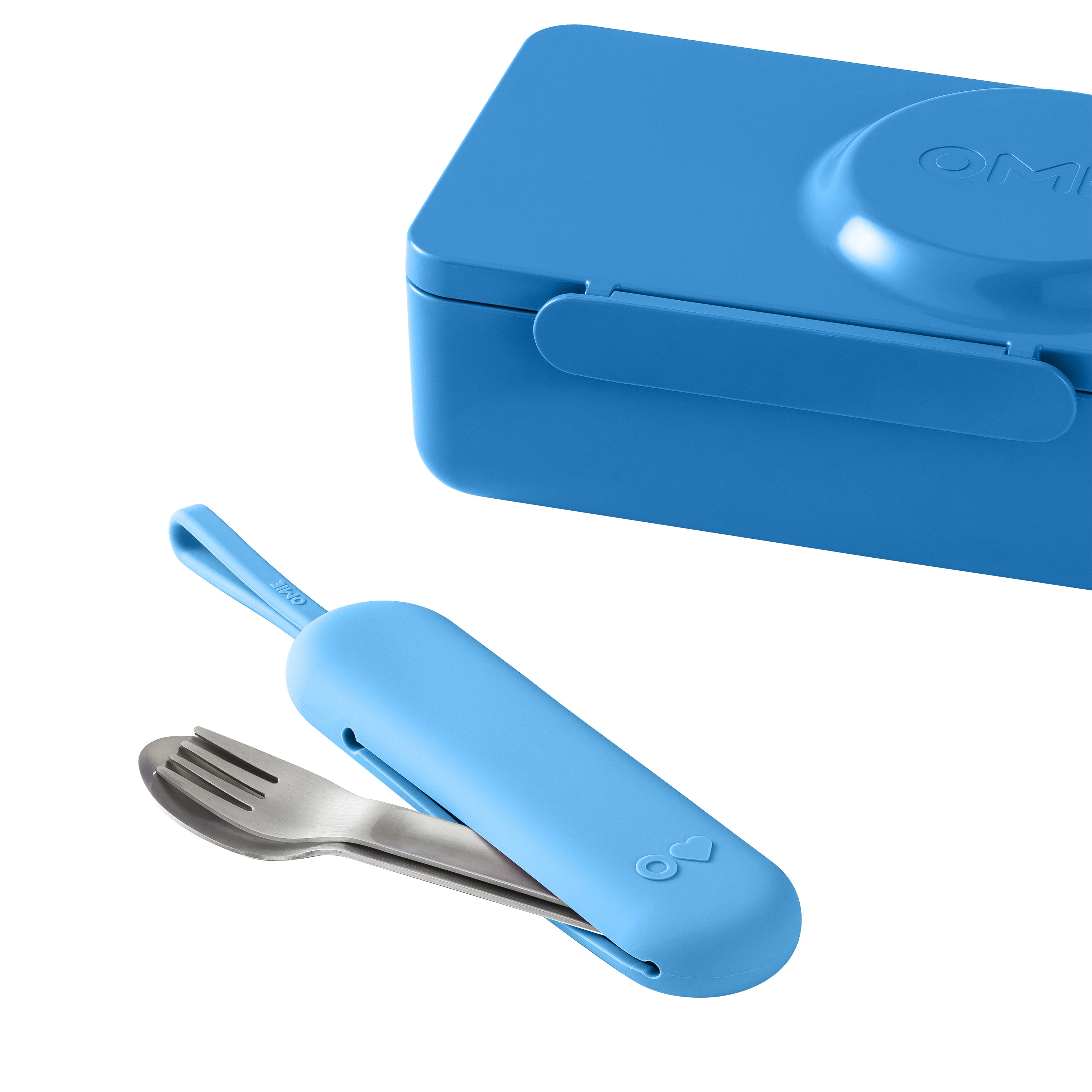 OmieBox UP Stainless Steel Utensil 3 Piece Set - Azure