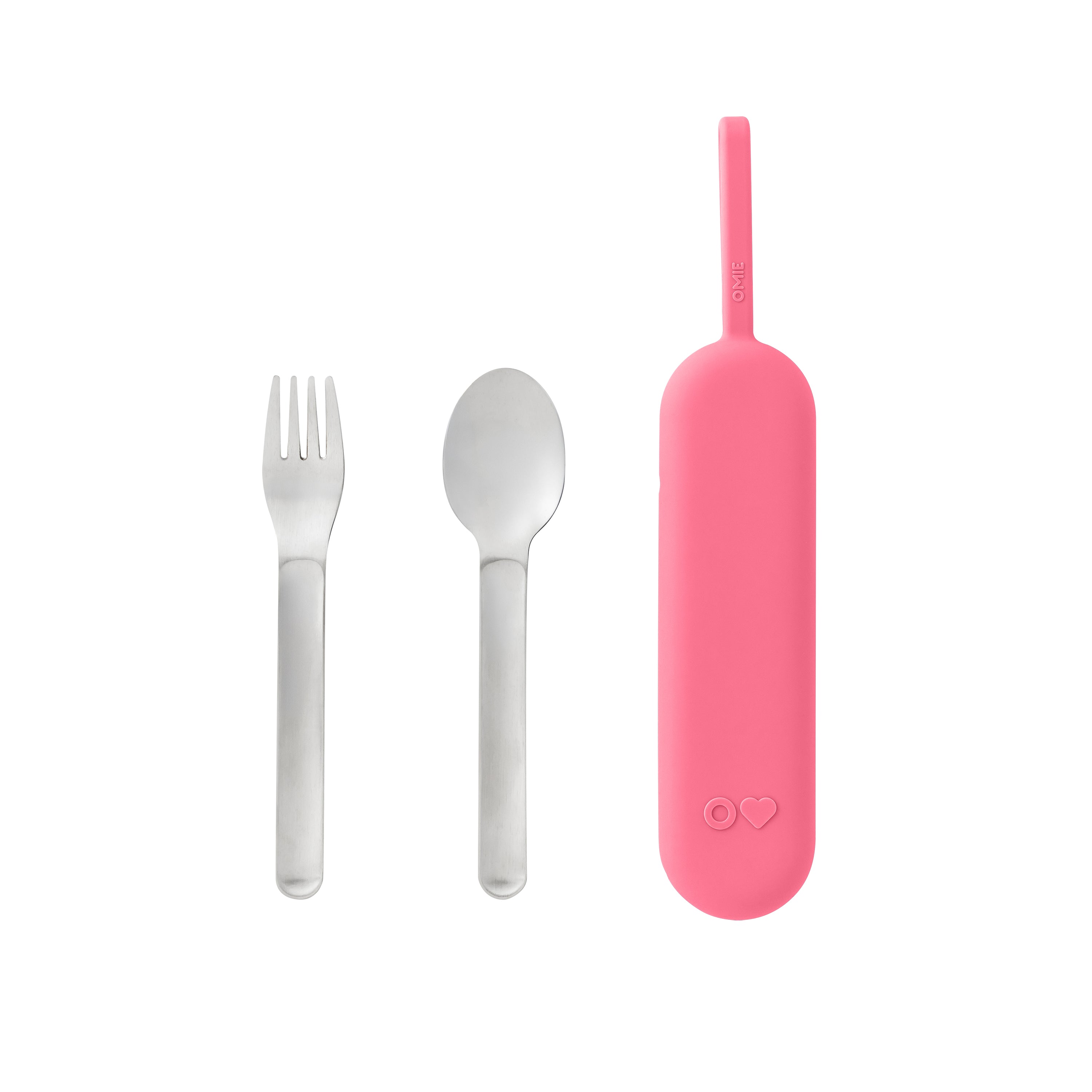 OmieBox UP Stainless Steel Utensil 3 Piece Set - Blush