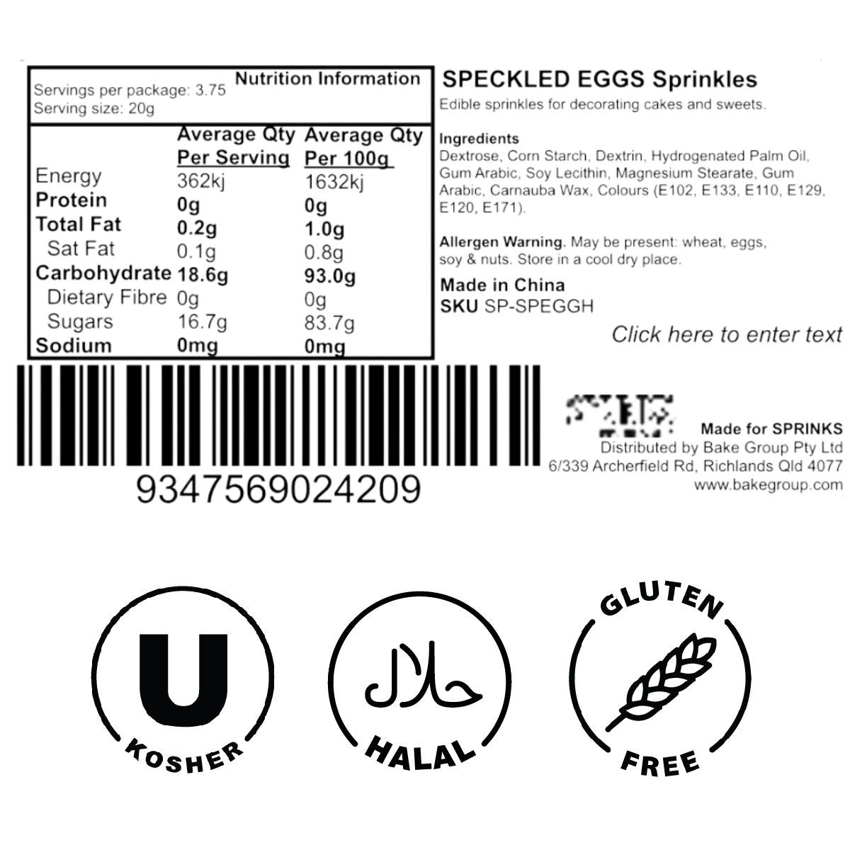 Sprinks Speckled Eggs Sprinkles 500g