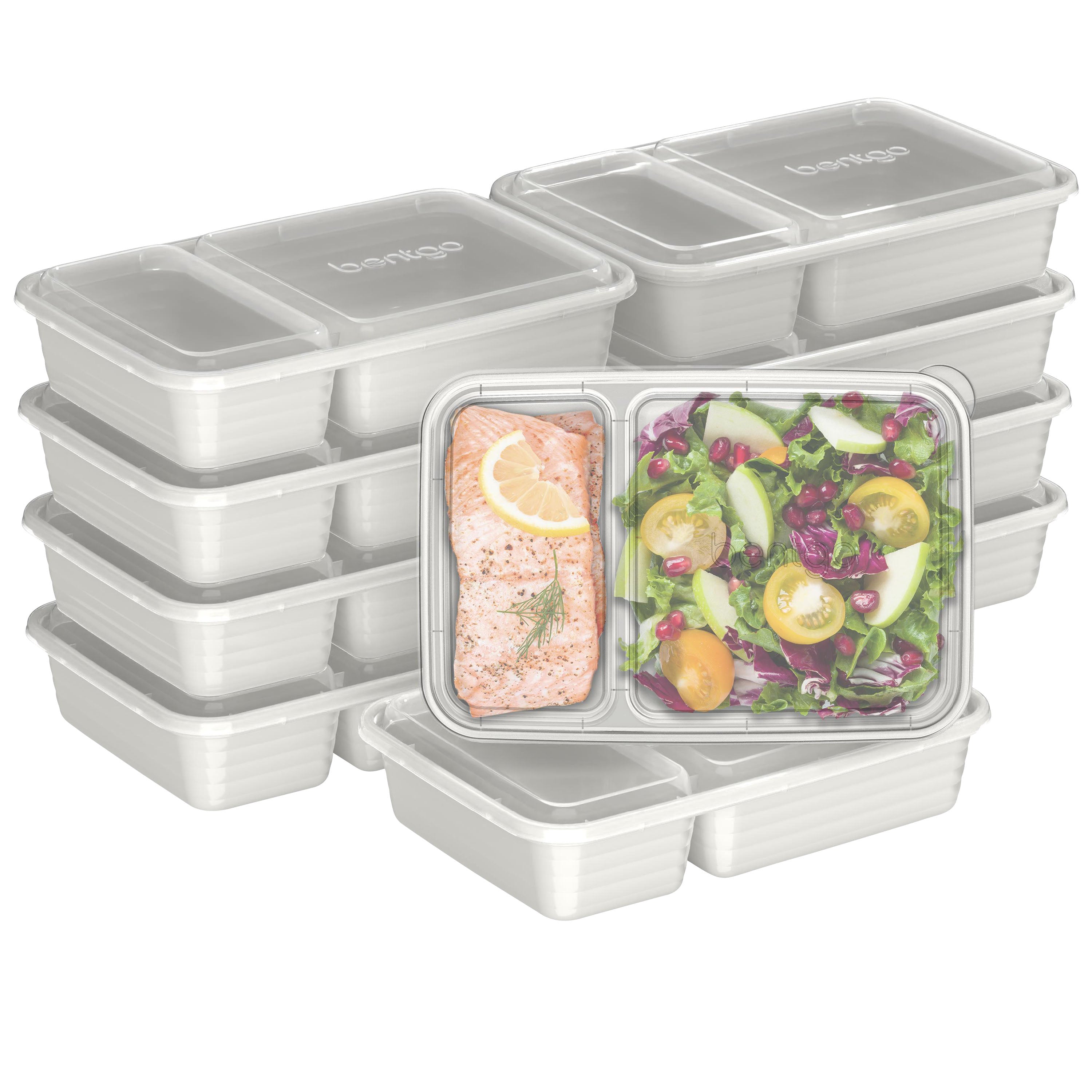 Bentgo Prep 2-Compartment Container 10 Pack – Whisper Grey