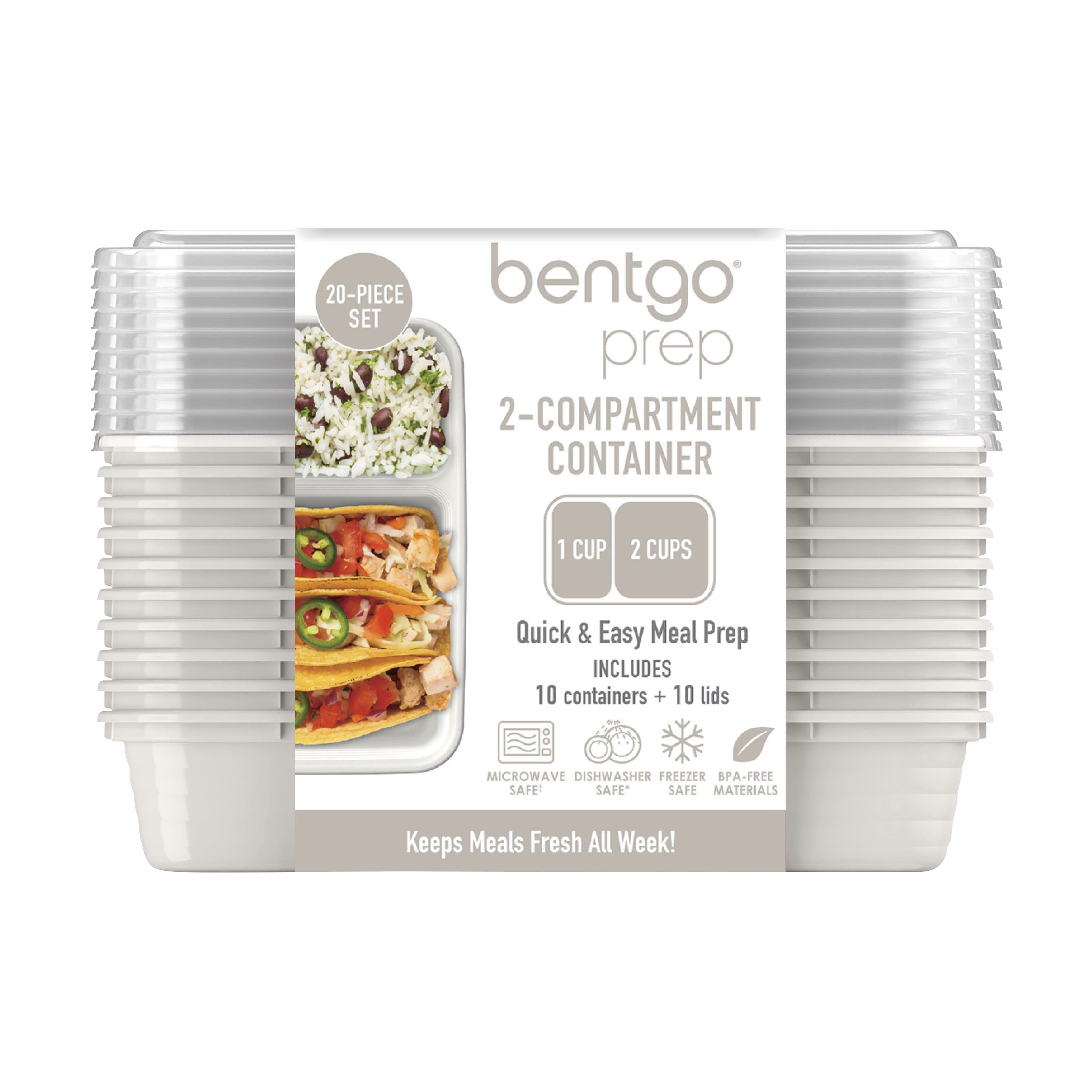 Bentgo Prep 2-Compartment Container 10 Pack – Whisper Grey