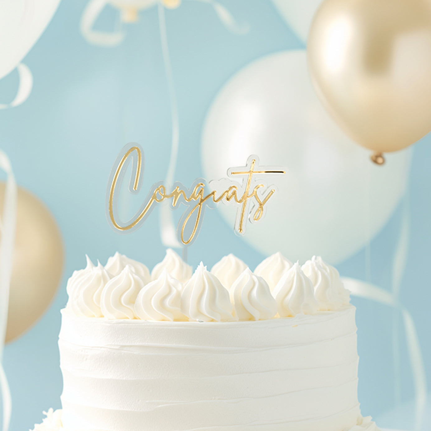 Cake & Candle Layered Cake Topper Congrats Gold & Clear