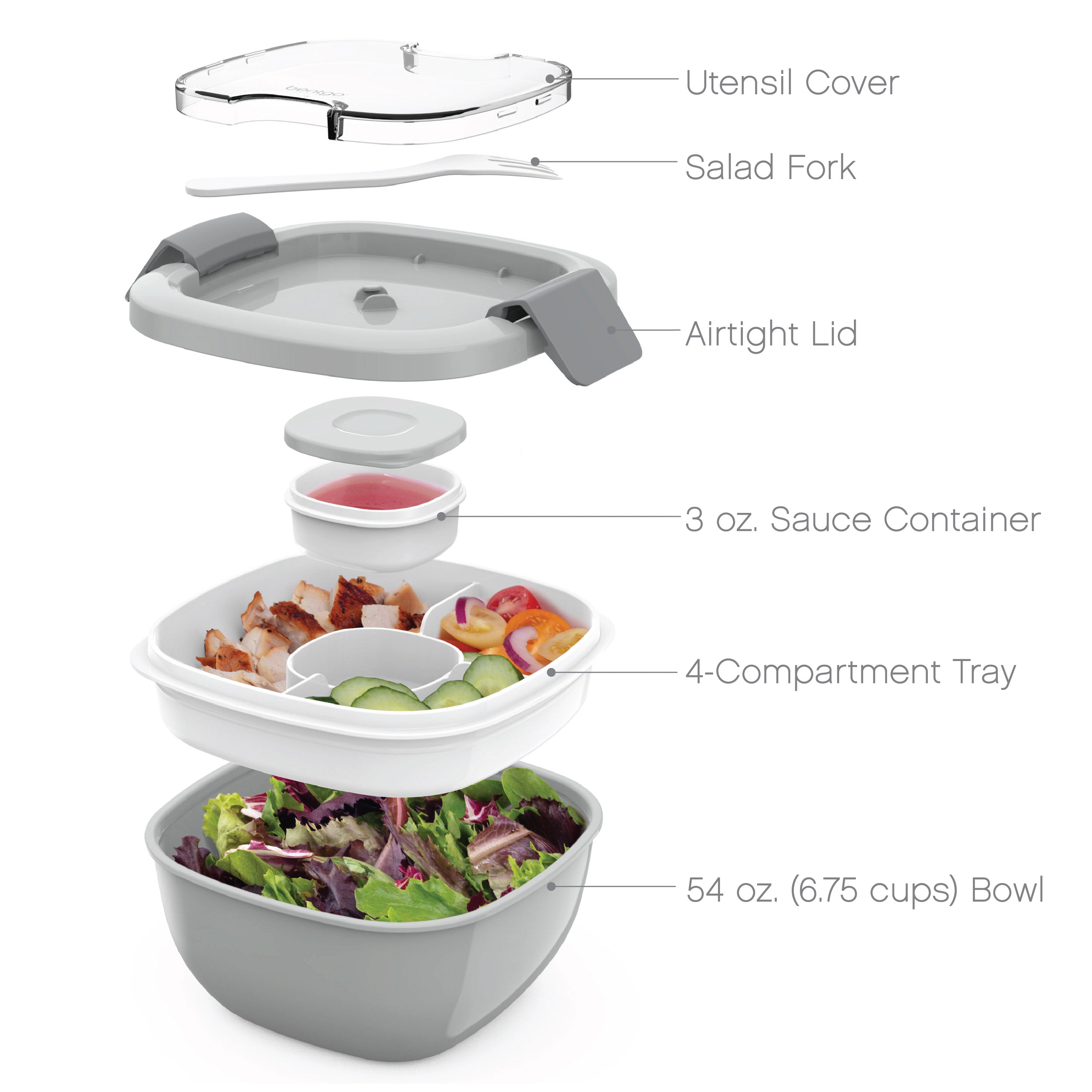 Bentgo Salad All-In-One Salad Container - Grey