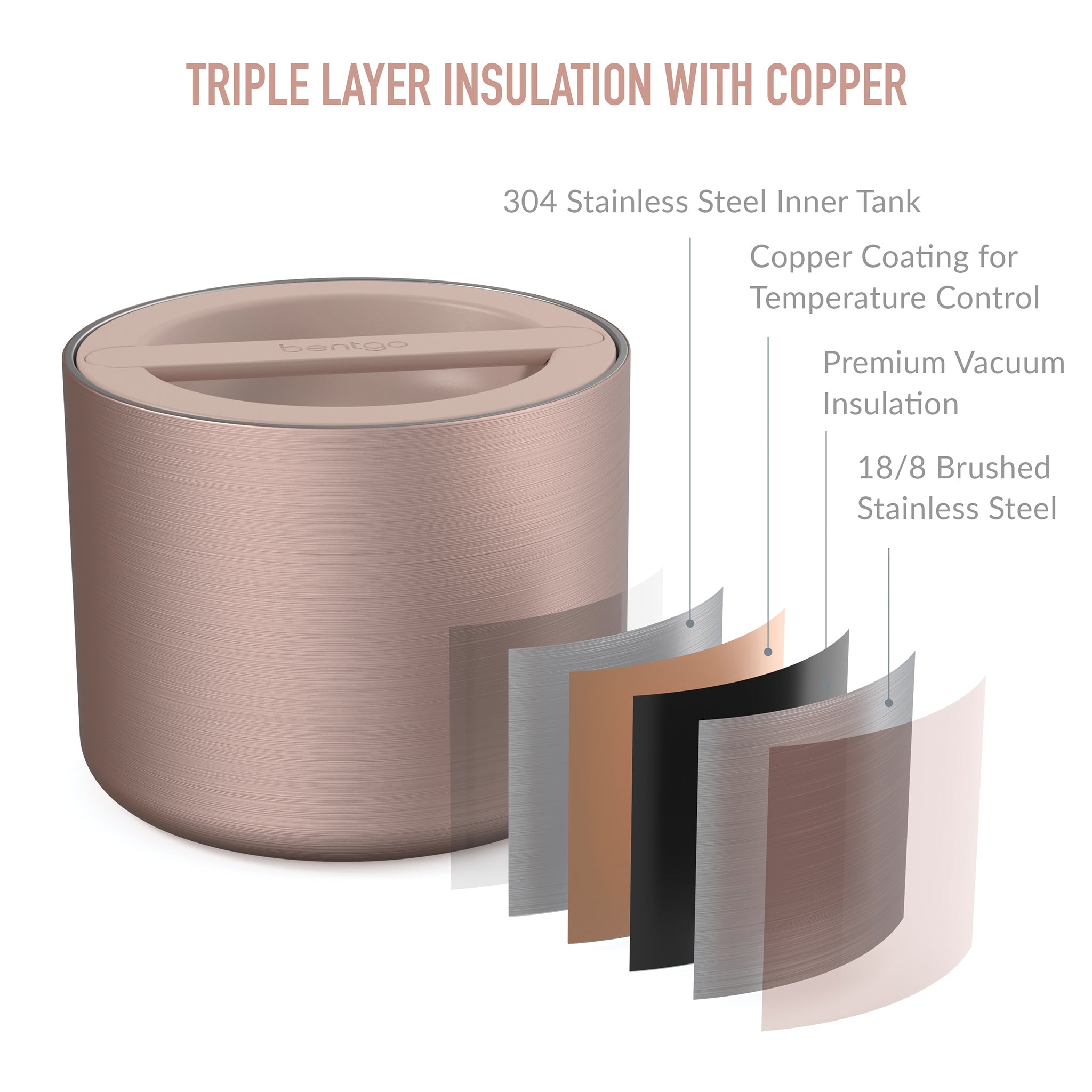 Bentgo S/S Insulated Food Container 560ml - Rose Gold