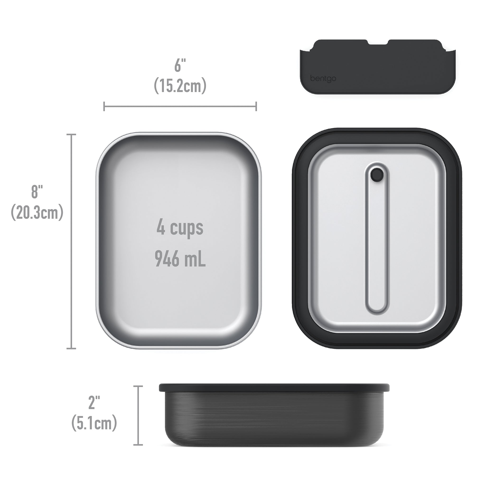 Bentgo Microsteel Lunch Box 5 Cup/1200ml - Carbon Black