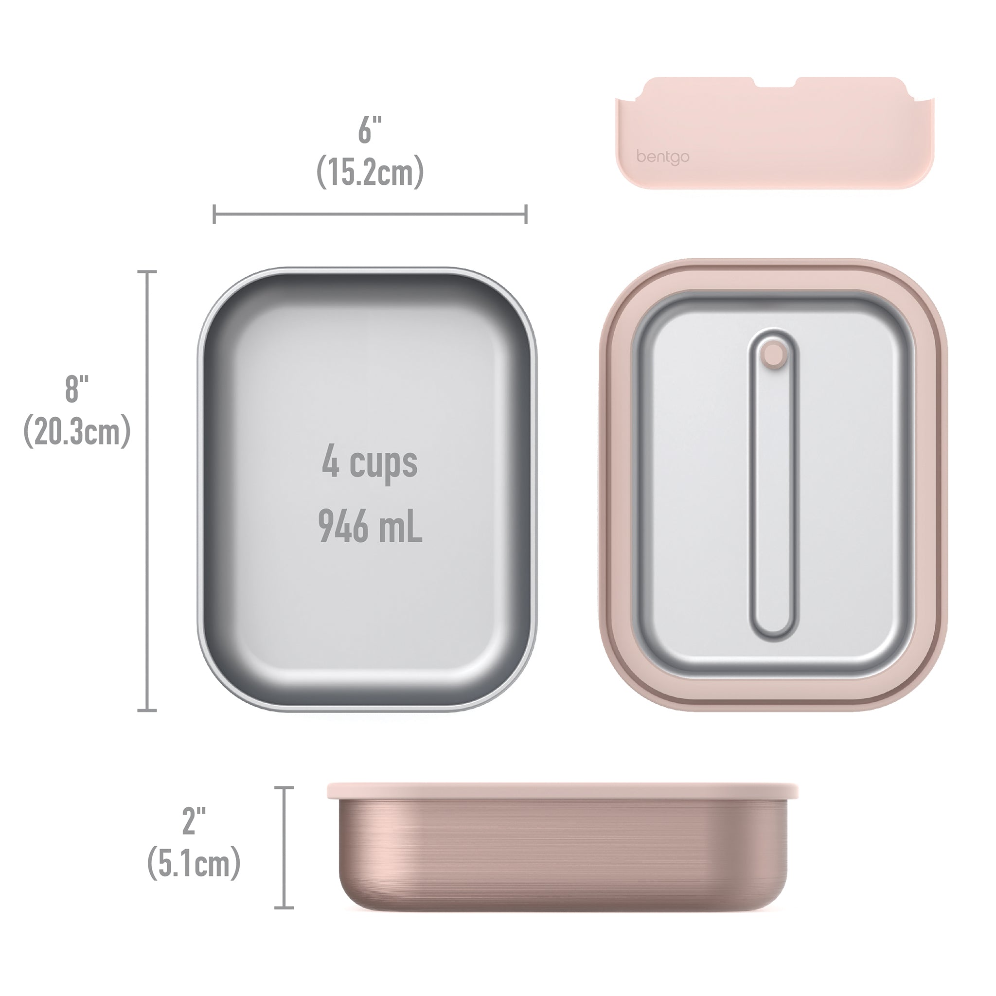 Bentgo Microsteel Lunch Box 5 Cup/1200ml - Rose Gold