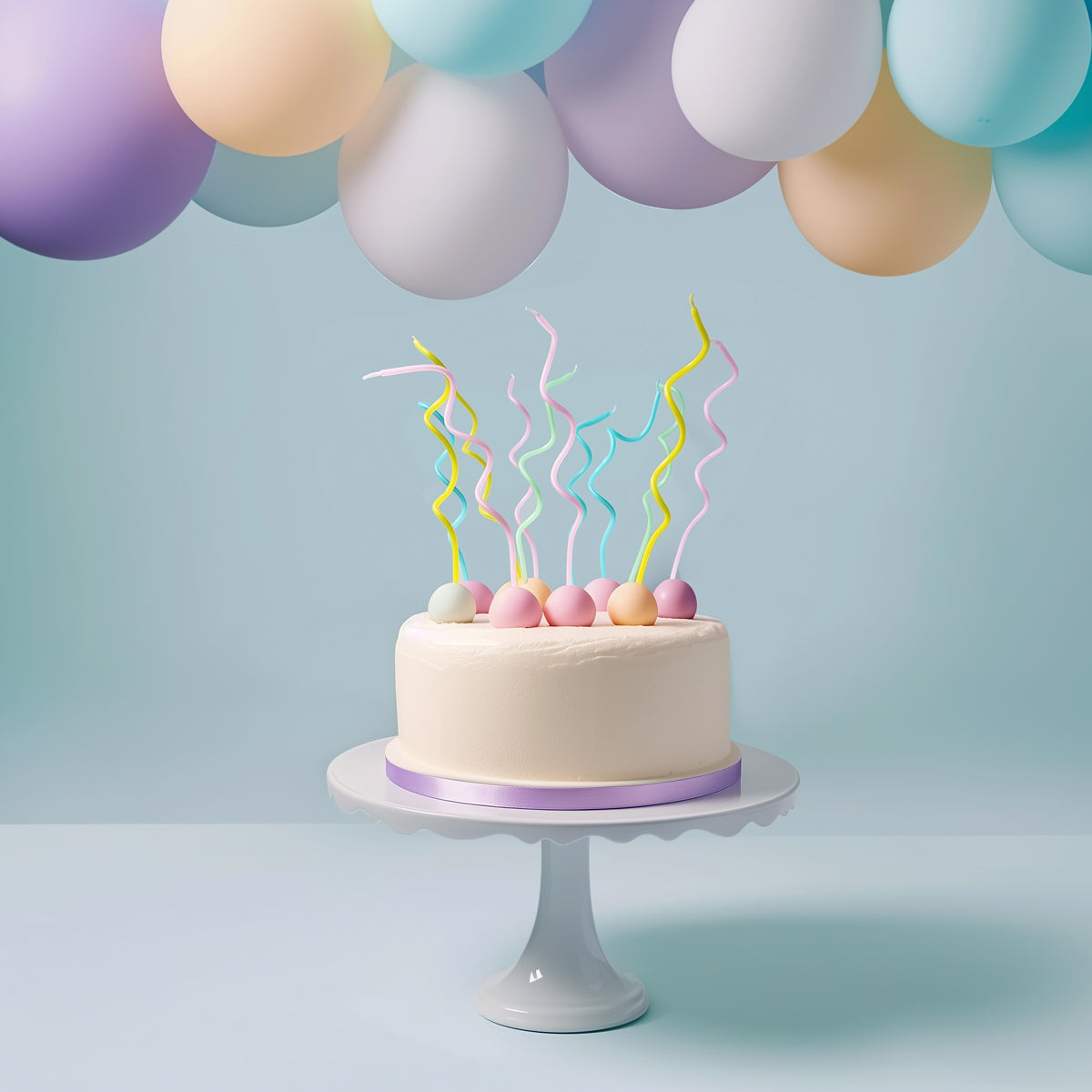 Cake & Candle Swirly Cake Candles Pastel Rainbow 13cm 16 Pack