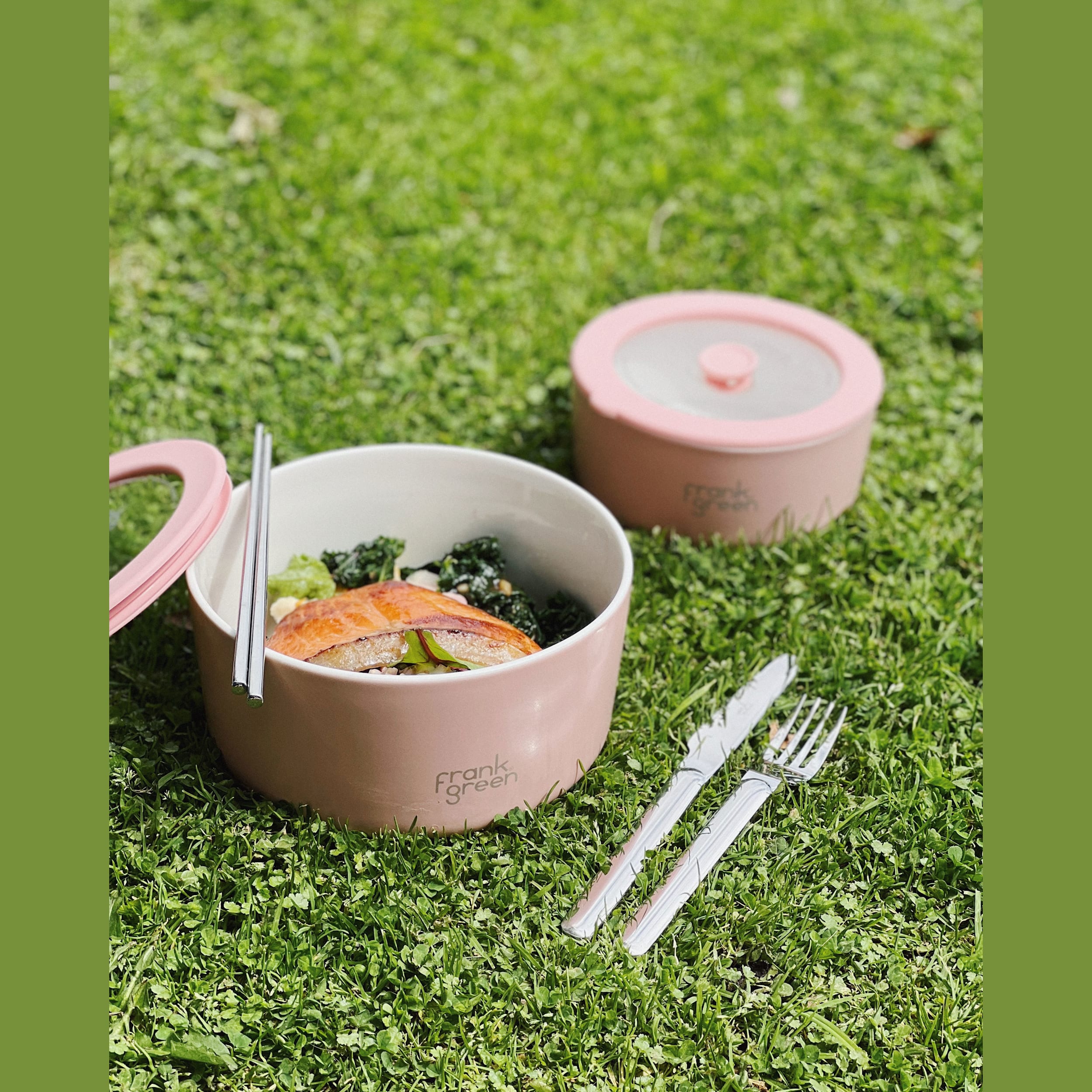 frank green Pack of 2 Porcelain Bowls w Lid - Blushed
