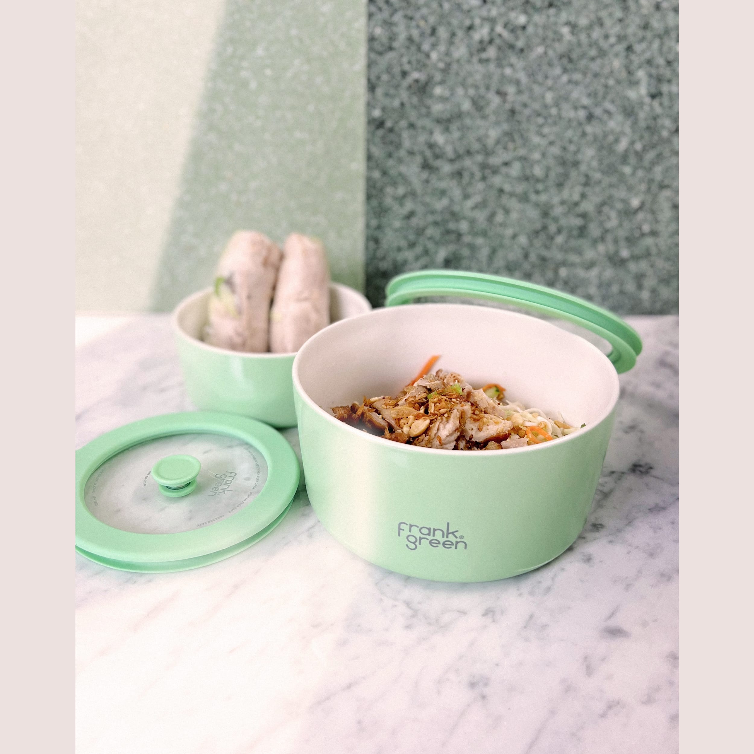 frank green Pack of 2 Porcelain Bowls w Lid - Mint Gelato