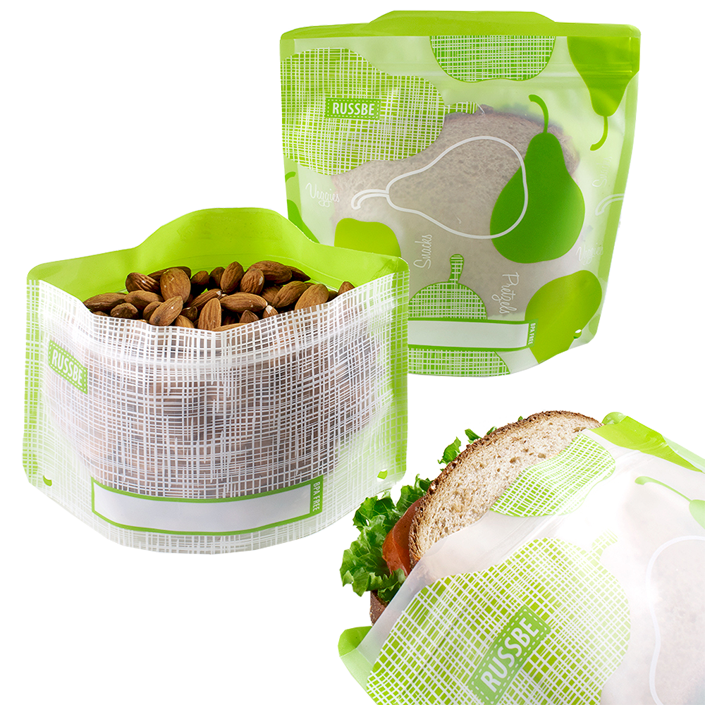 Russbe Reusable Snack & Sandwich Bag Set – 4 Piece – Pear Linen