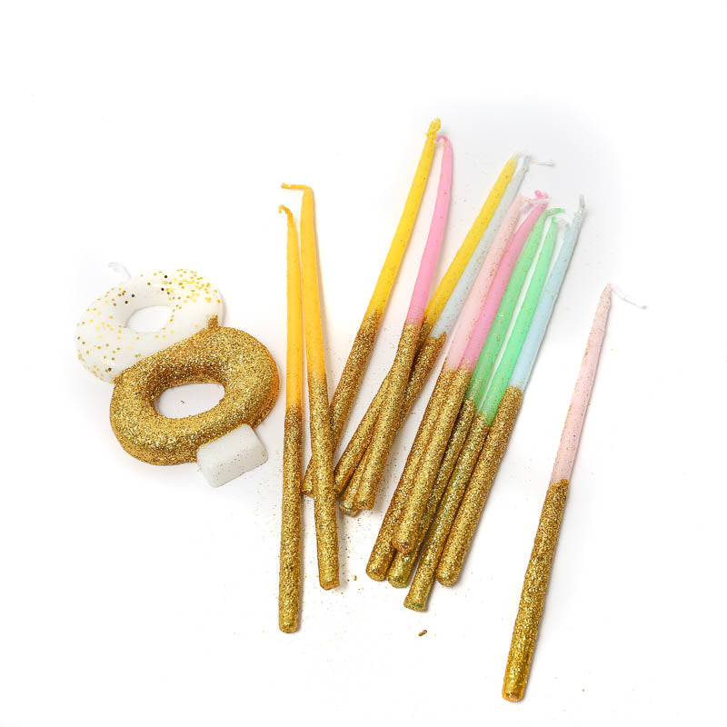 Cake & Candle Glitter Dipped Candle Number 8 Gold 8cm