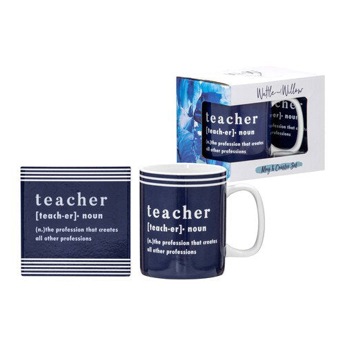 Wattle and Willow Teacher of the Year Teach Mug & Coaster Set