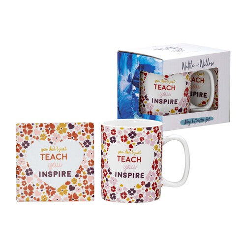Wattle and Willow Teacher of the Year Inspire Mug & Coaster Set
