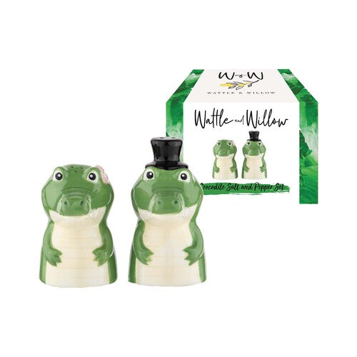 Wattle and Willow Aussie Mates Crocodile Salt & Pepper Set