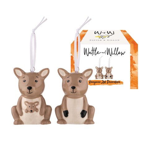 Wattle and Willow Aussie Mates Kangaroo 2pk Decoration