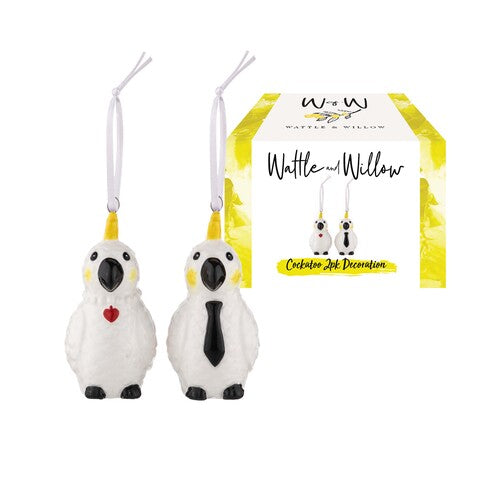 Wattle and Willow Aussie Mates Cockatoo 2pk Decoration