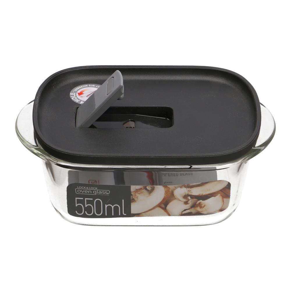 LocknLock Oven Glass Rectangular Container with Steam Vent 550ml
