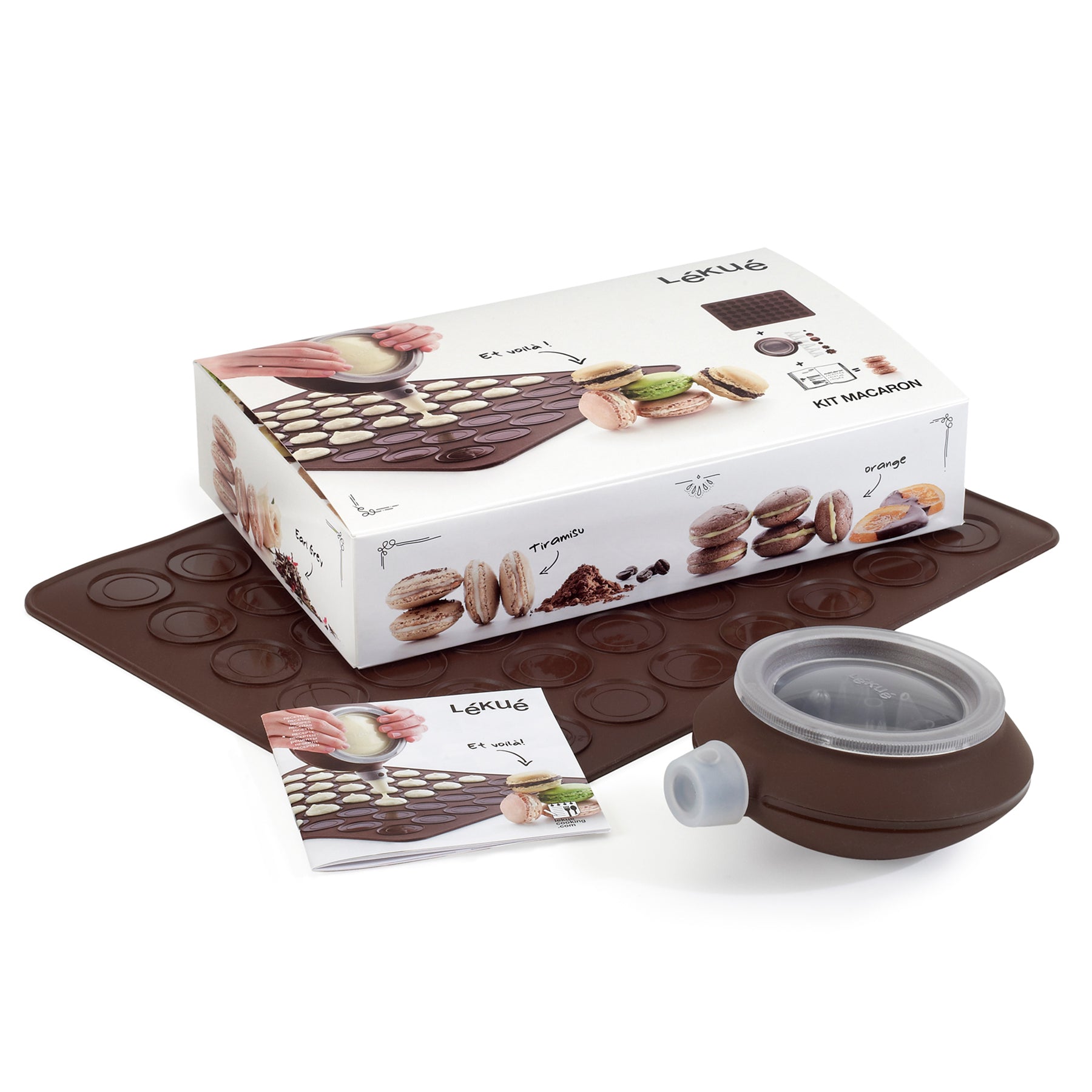 Lékué Macaron Kit with Decomax and Macaron Mat Brown