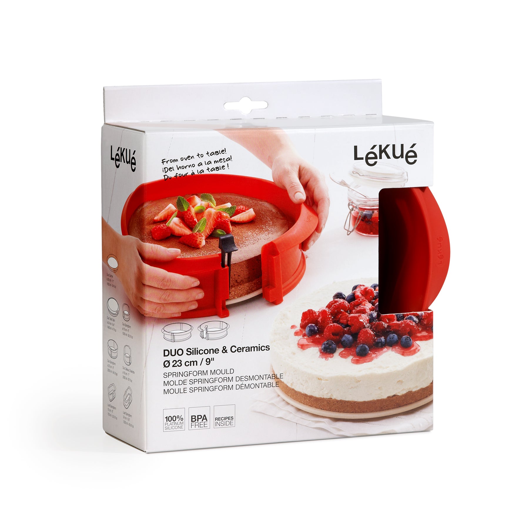 Lékué Springform Mould with Ceramic Plate 23cm Dia Red