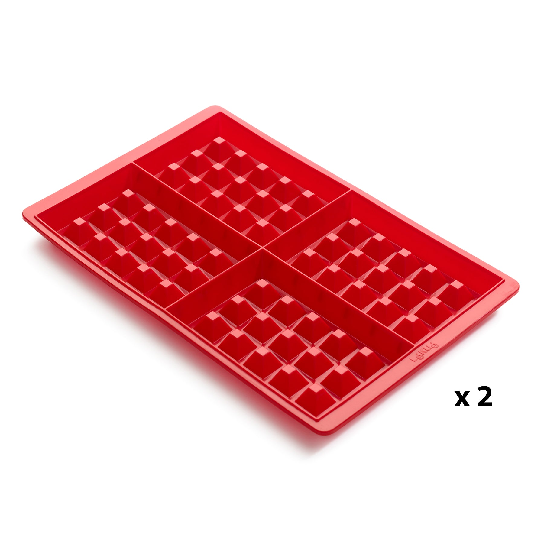 Lékué Waffle Mould 2 Piece Set 125ml x 4 Red