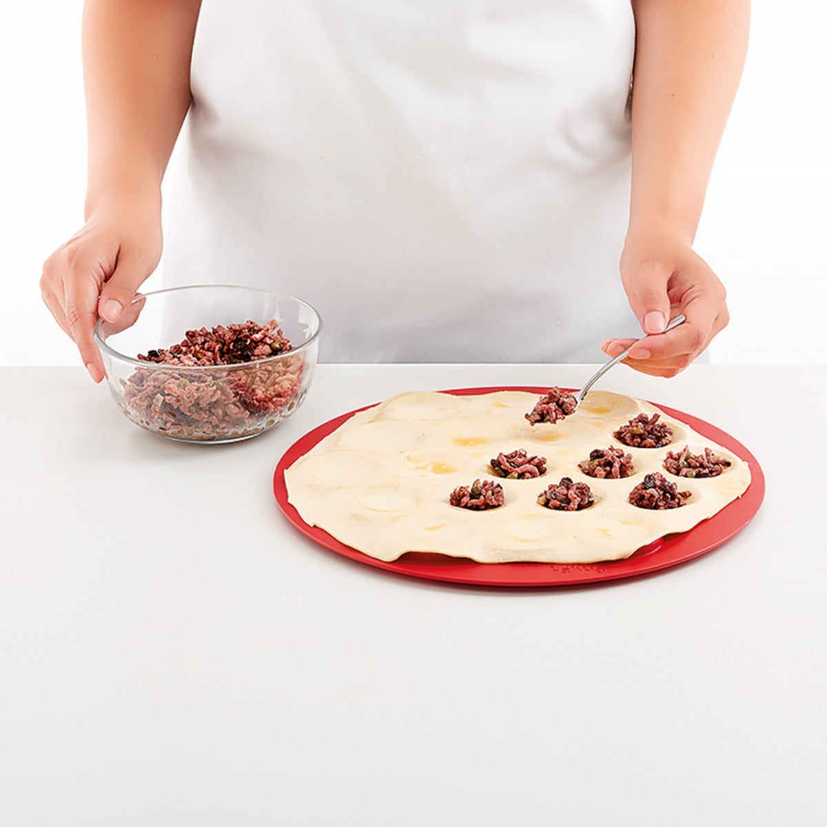 Lékué Mini Pies Kit Mould with Rollers Red