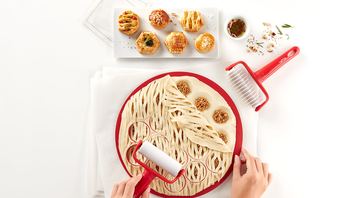 Lékué Mini Pies Kit Mould with Rollers Red