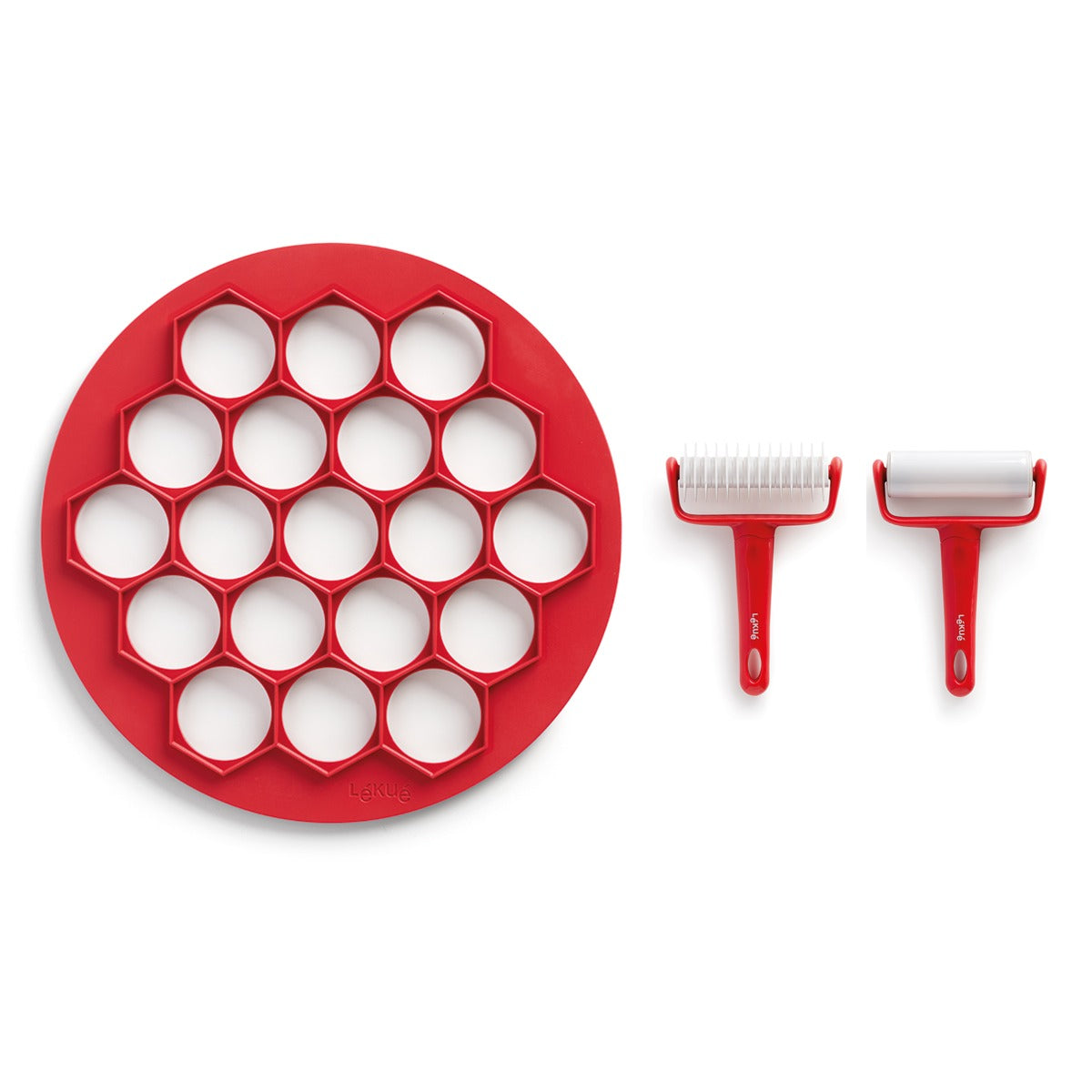 Lékué Mini Pies Kit Mould with Rollers Red