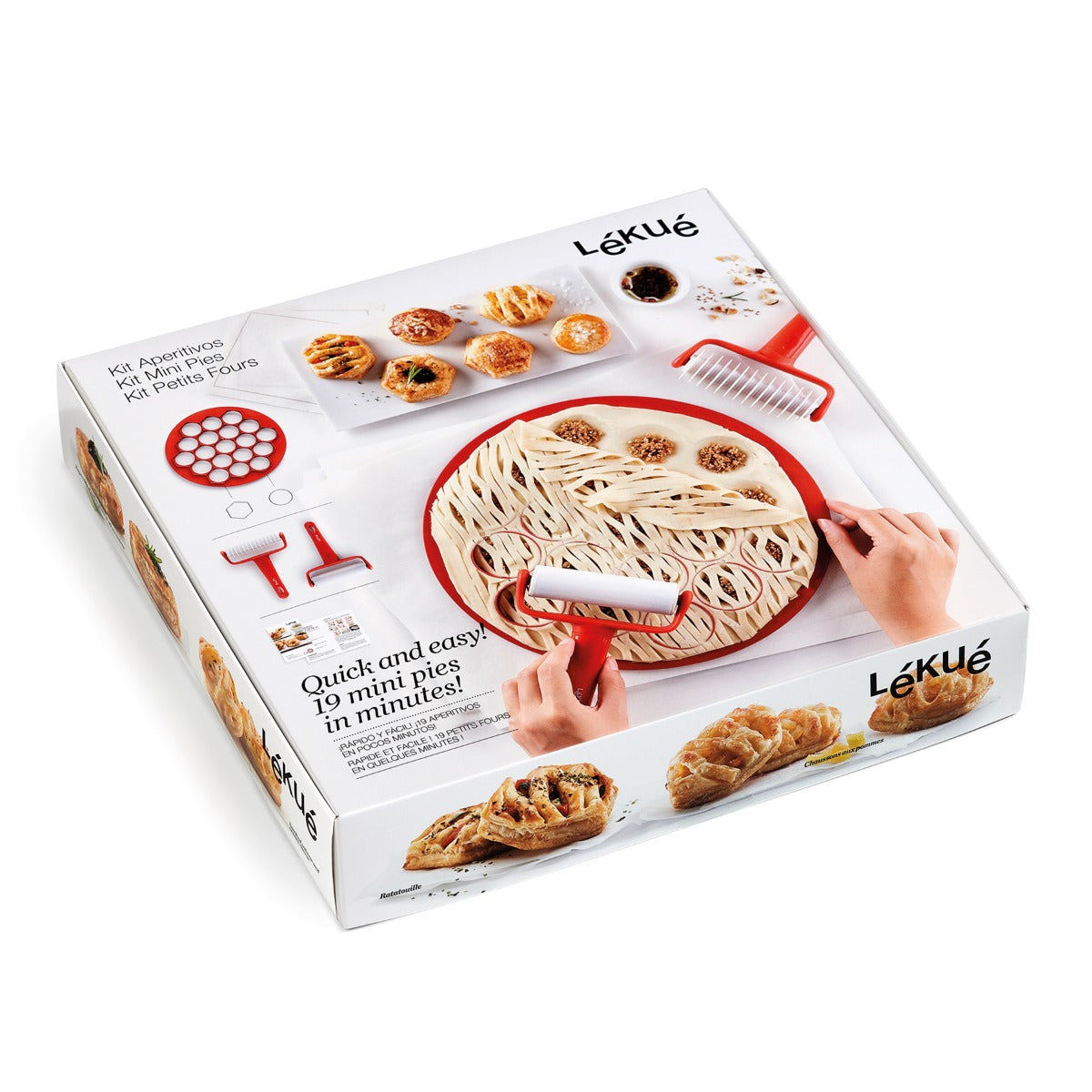 Lékué Mini Pies Kit Mould with Rollers Red