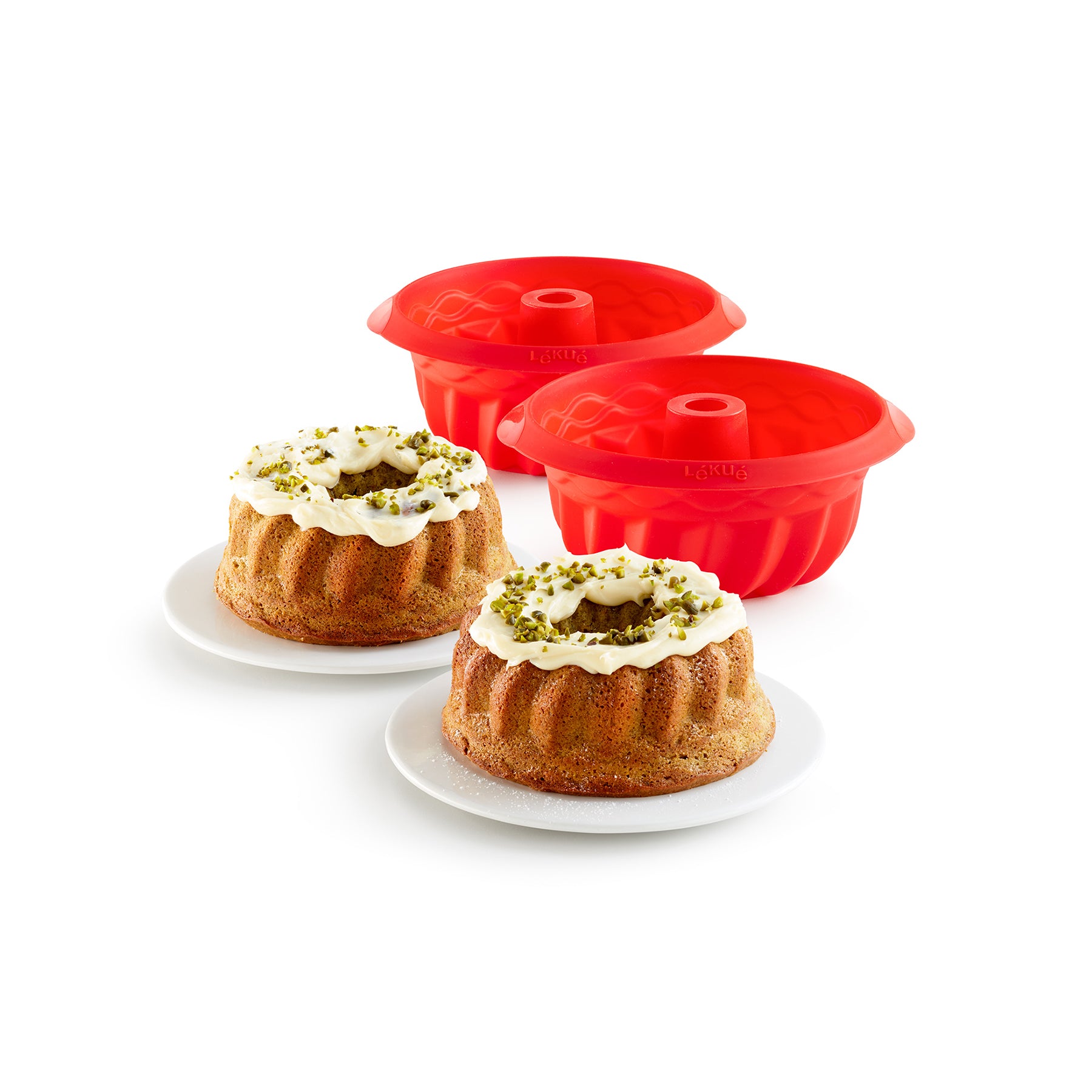 Lékué Mini Savarin Mould 2 Piece Set Red