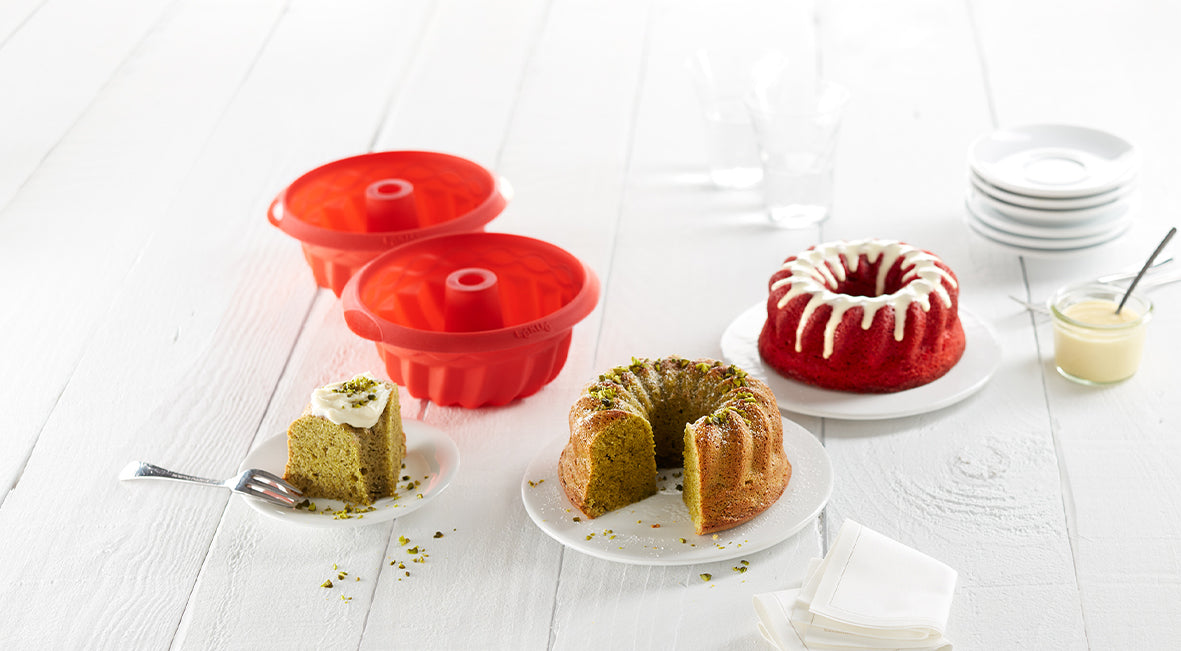 Lékué Mini Savarin Mould 2 Piece Set Red